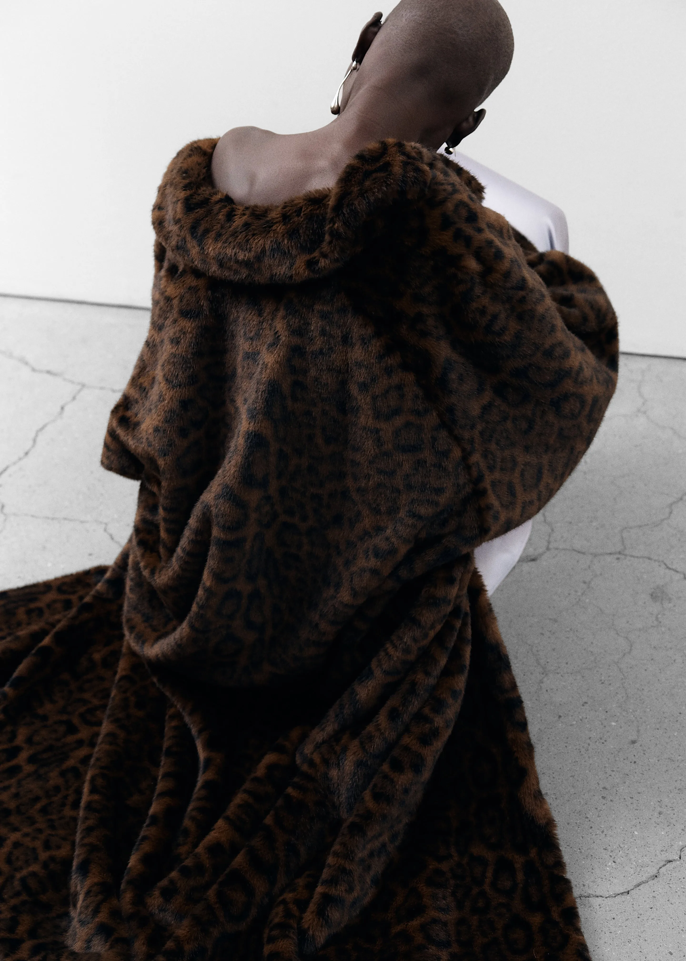 Cadence Faux Fur Long Coat - Leopard Brown sold by Frankie Shop product image thumbnail 2