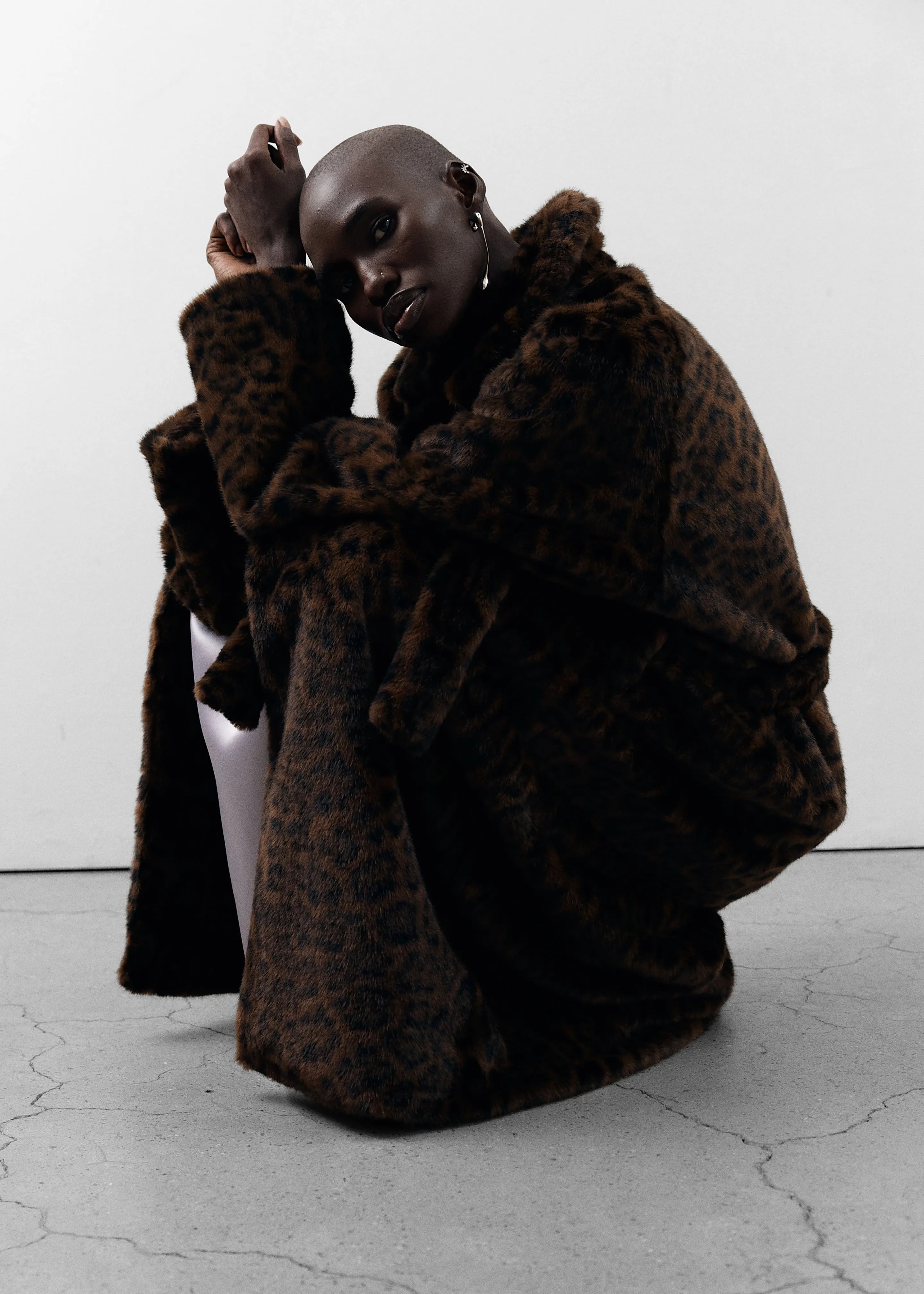 Cadence Faux Fur Long Coat - Leopard Brown sold by Frankie Shop product image thumbnail 4