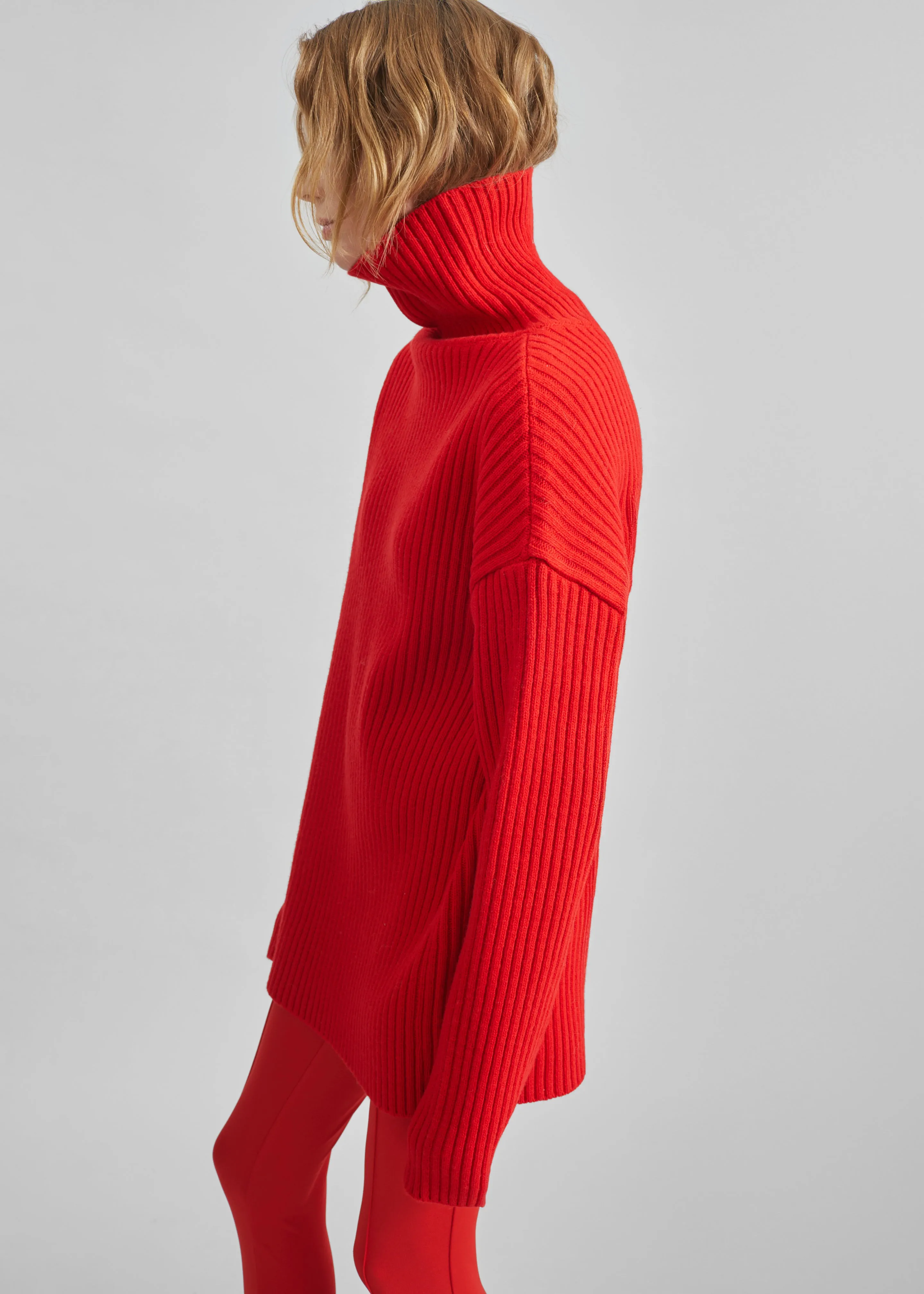Thelma Ribbed Sweater Dress - Red sold by Frankie Shop