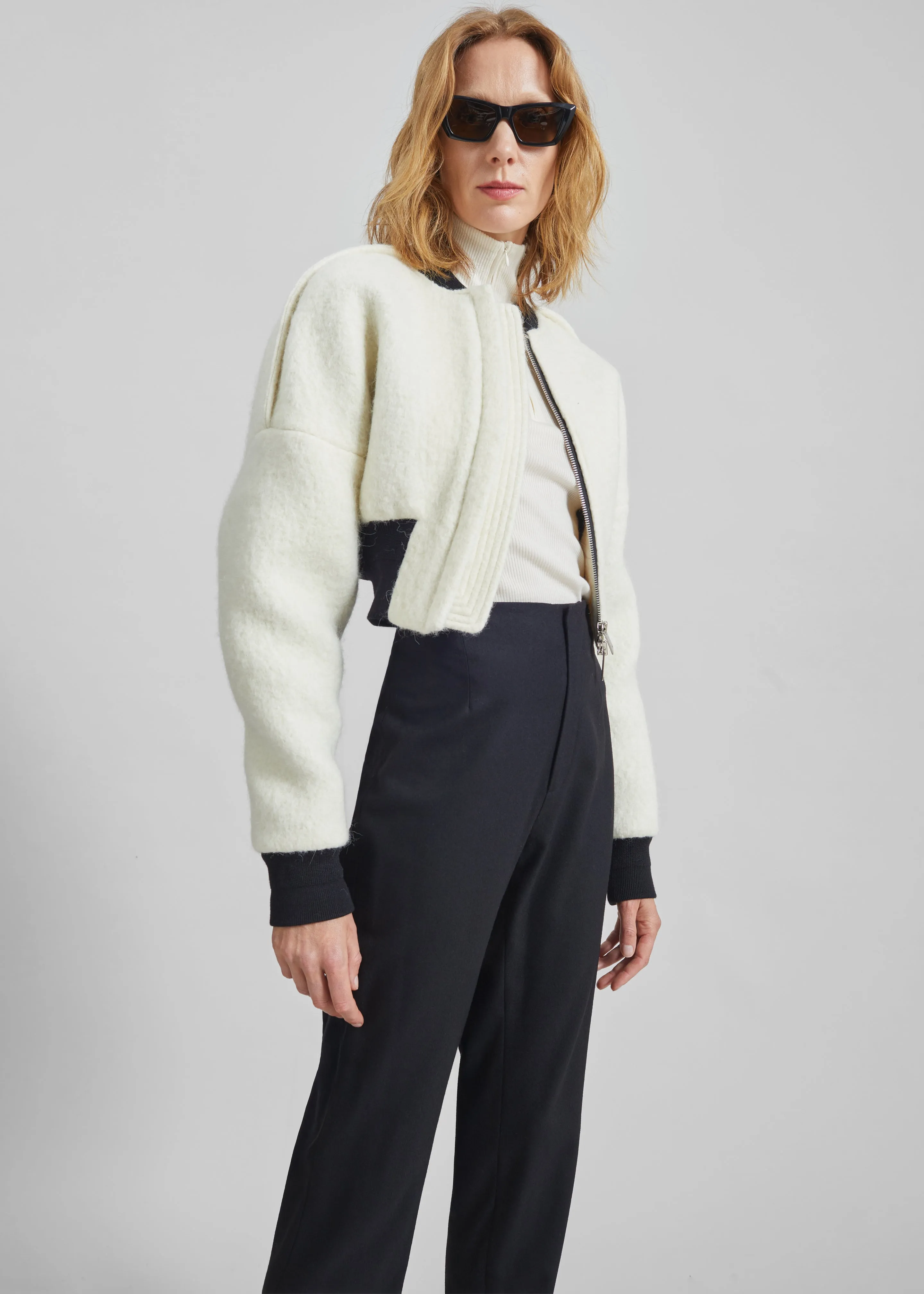 Dimaro Wool Cropped Bomber Jacket - Ivory sold by Frankie Shop product image thumbnail 4