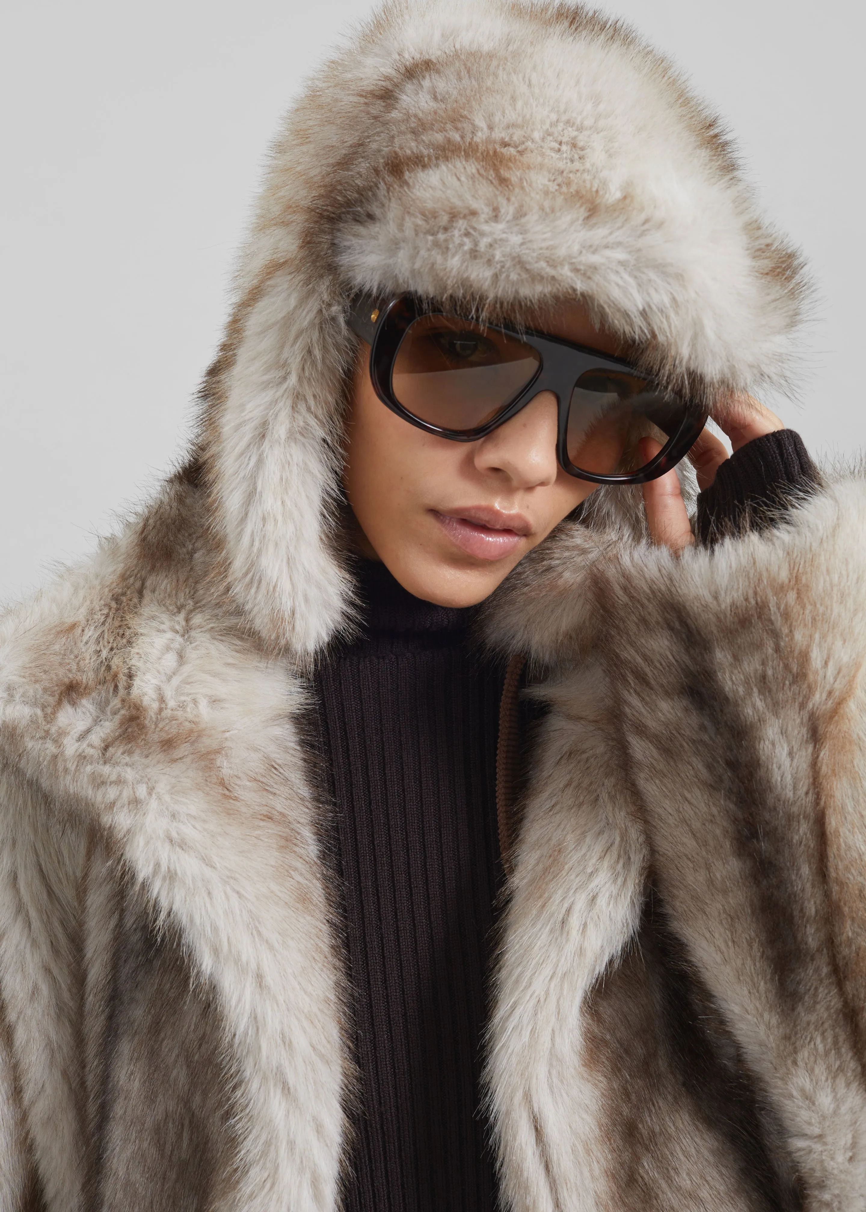 Freccia Faux Fur Aviator Hat - Grey sold by Frankie Shop