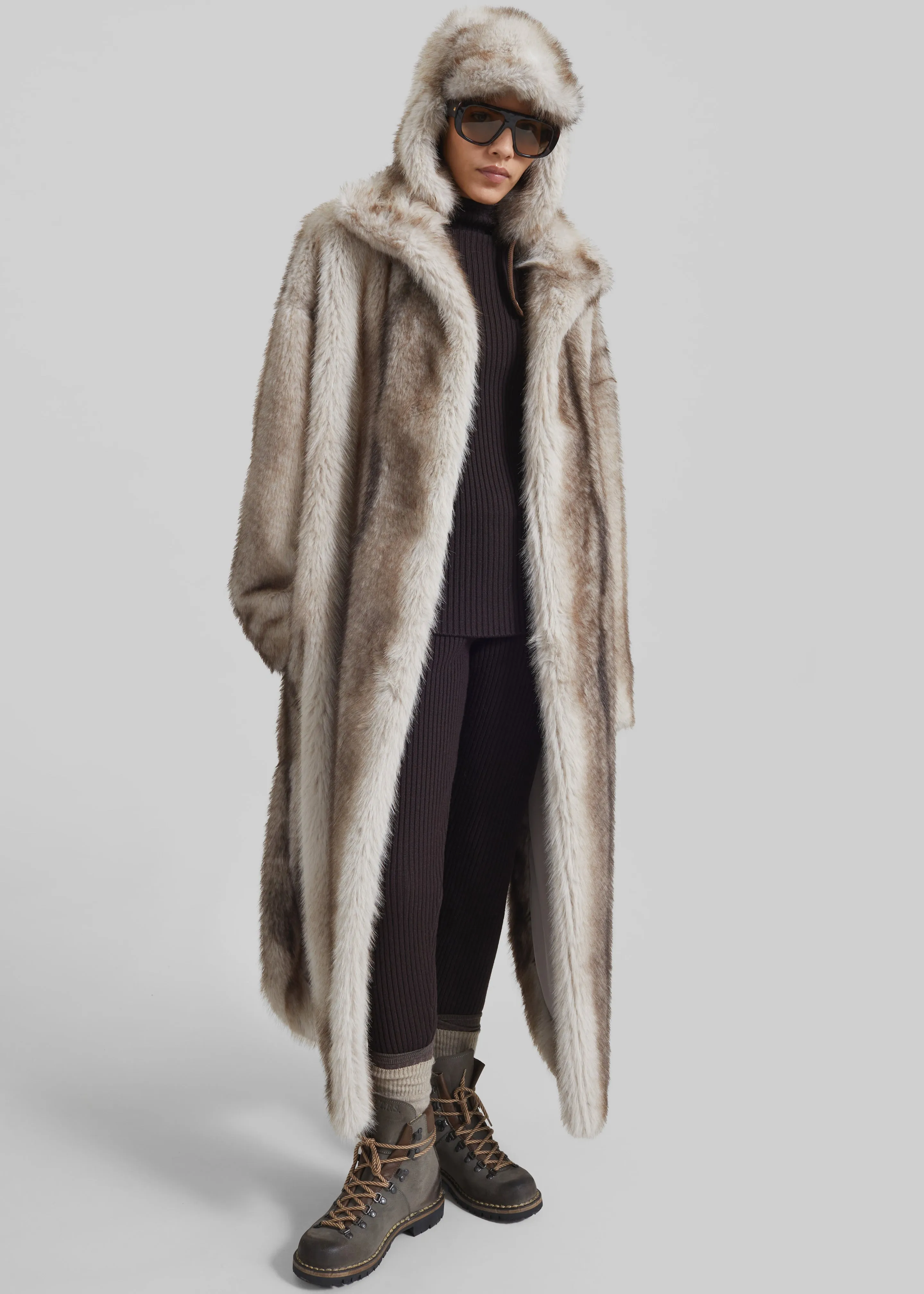 Freccia Faux Fur Aviator Hat - Grey sold by Frankie Shop product image thumbnail 3