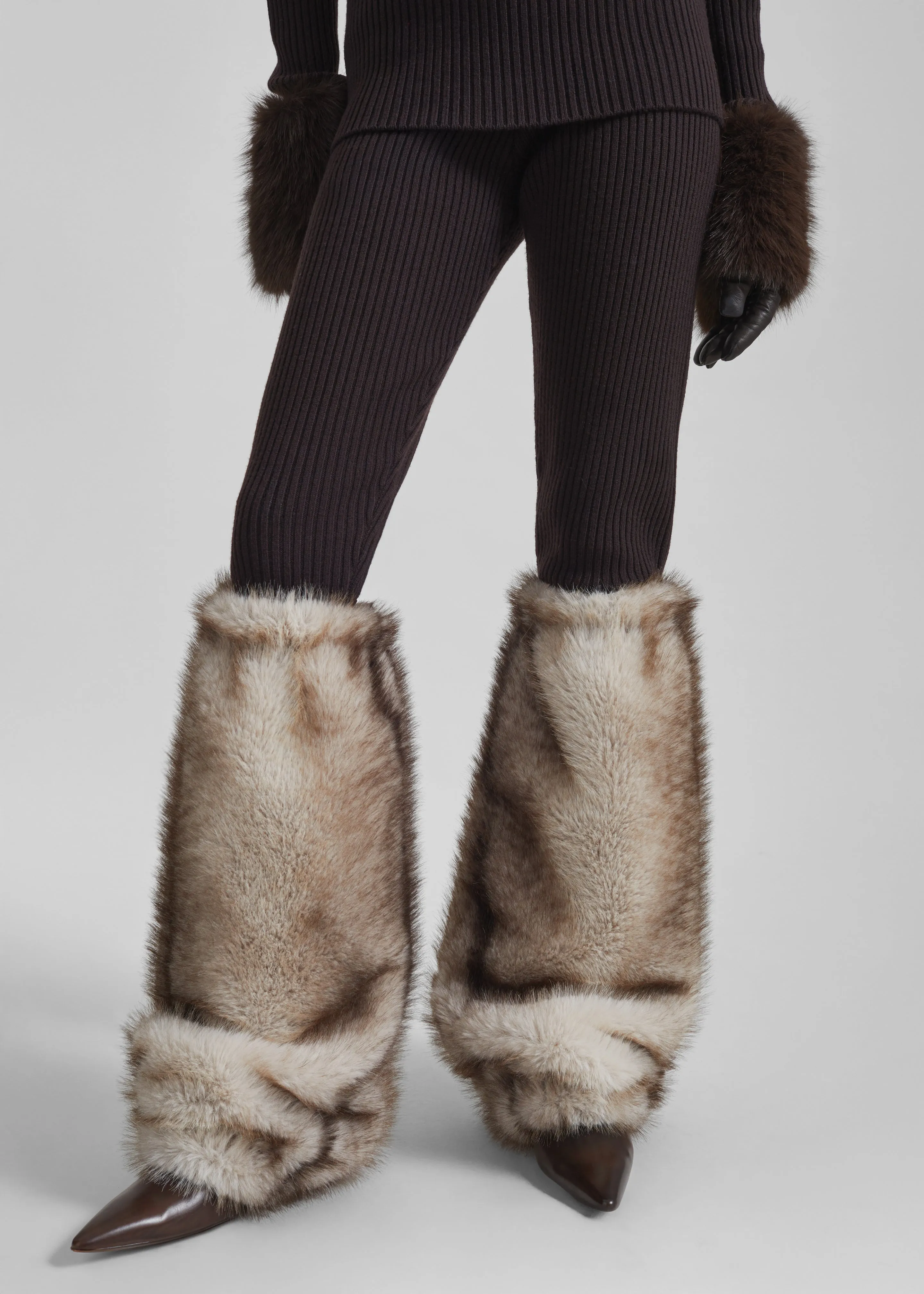 Vetta Faux Fur Leg Warmers - Grey sold by Frankie Shop product image thumbnail 2