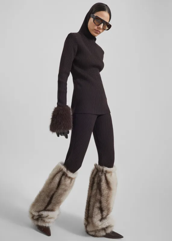 Vetta Faux Fur Leg Warmers - Grey made by Frankie Shop