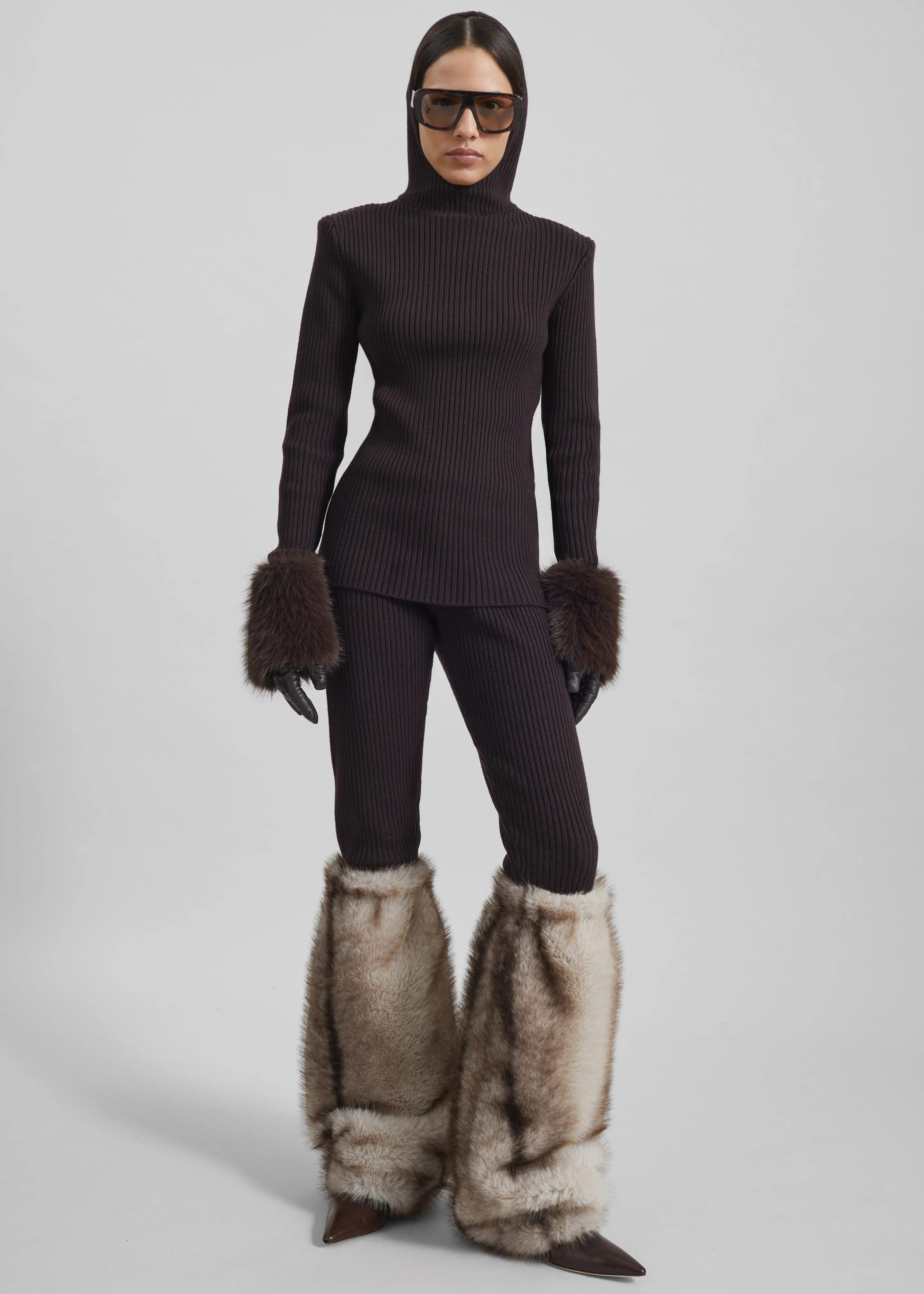 Vetta Faux Fur Leg Warmers - Grey sold by Frankie Shop product image thumbnail 4