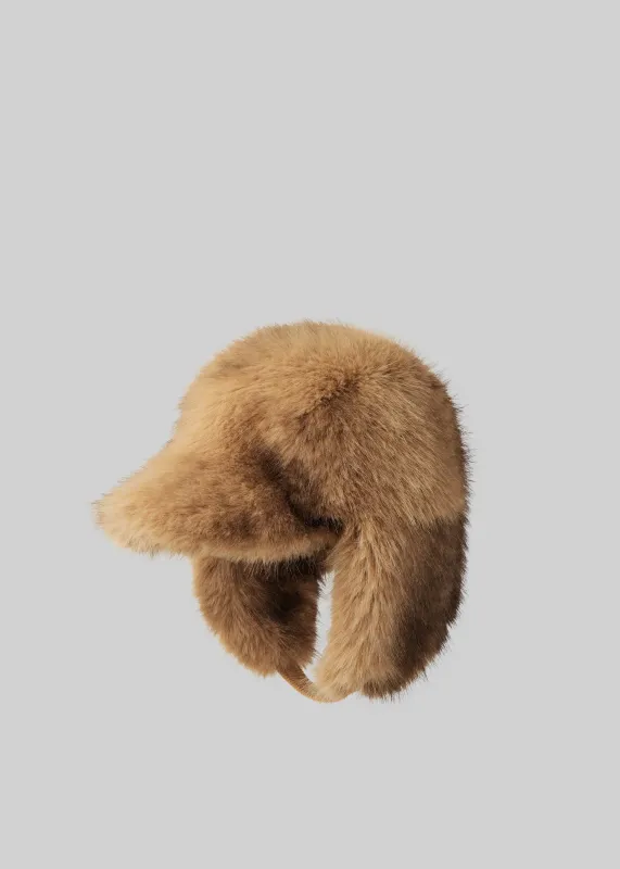 Freccia Faux Fur Aviator Hat - Beige/Brown sold by Frankie Shop