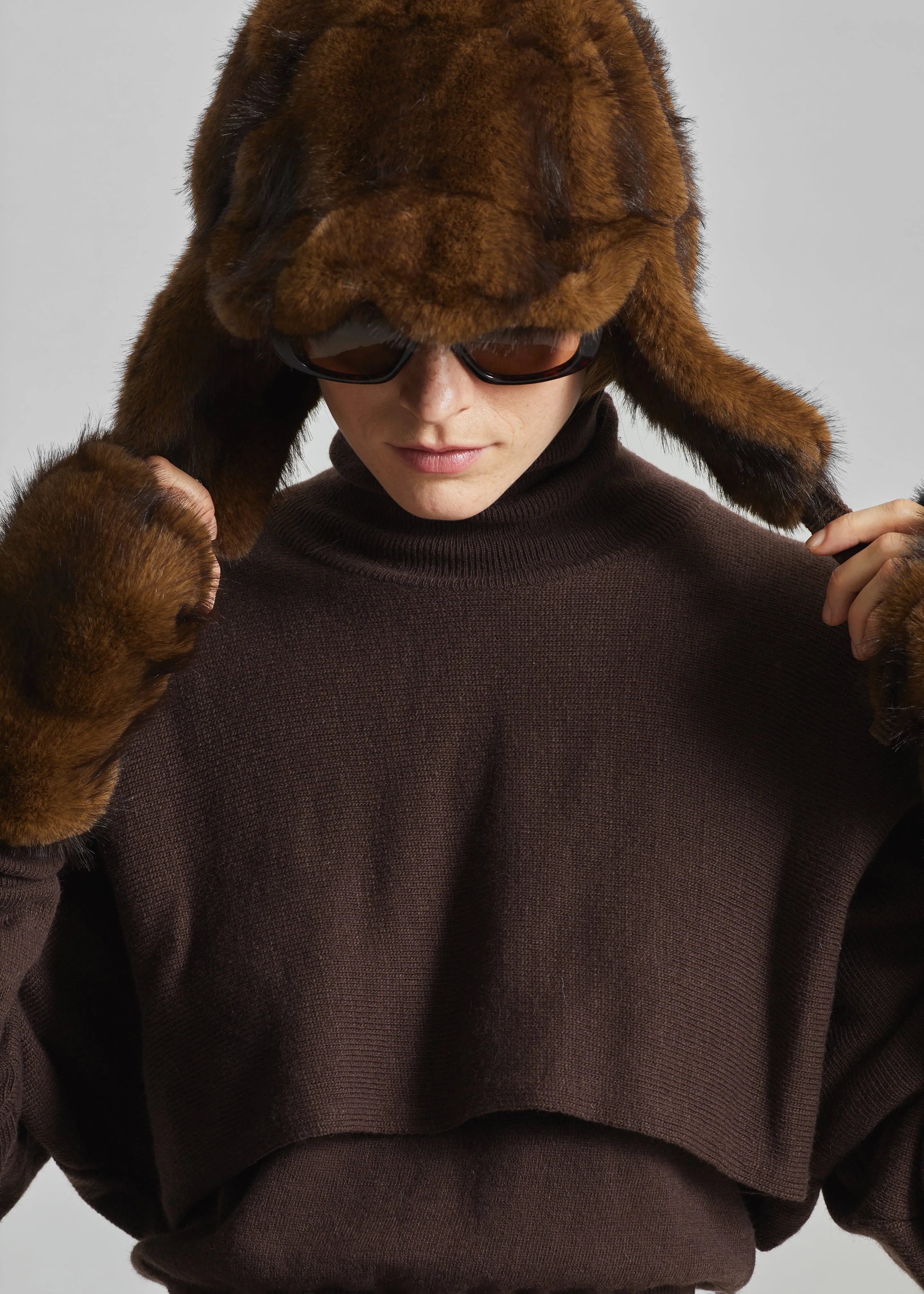 Freccia Faux Fur Aviator Hat - Brown sold by Frankie Shop product image thumbnail 5