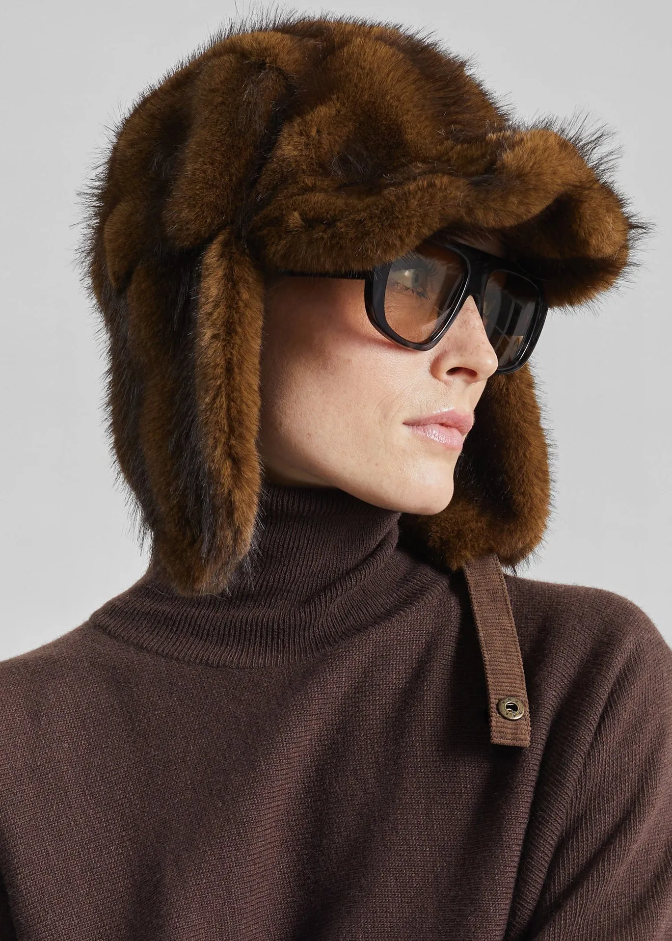 Freccia Faux Fur Aviator Hat - Brown sold by Frankie Shop product image thumbnail 2