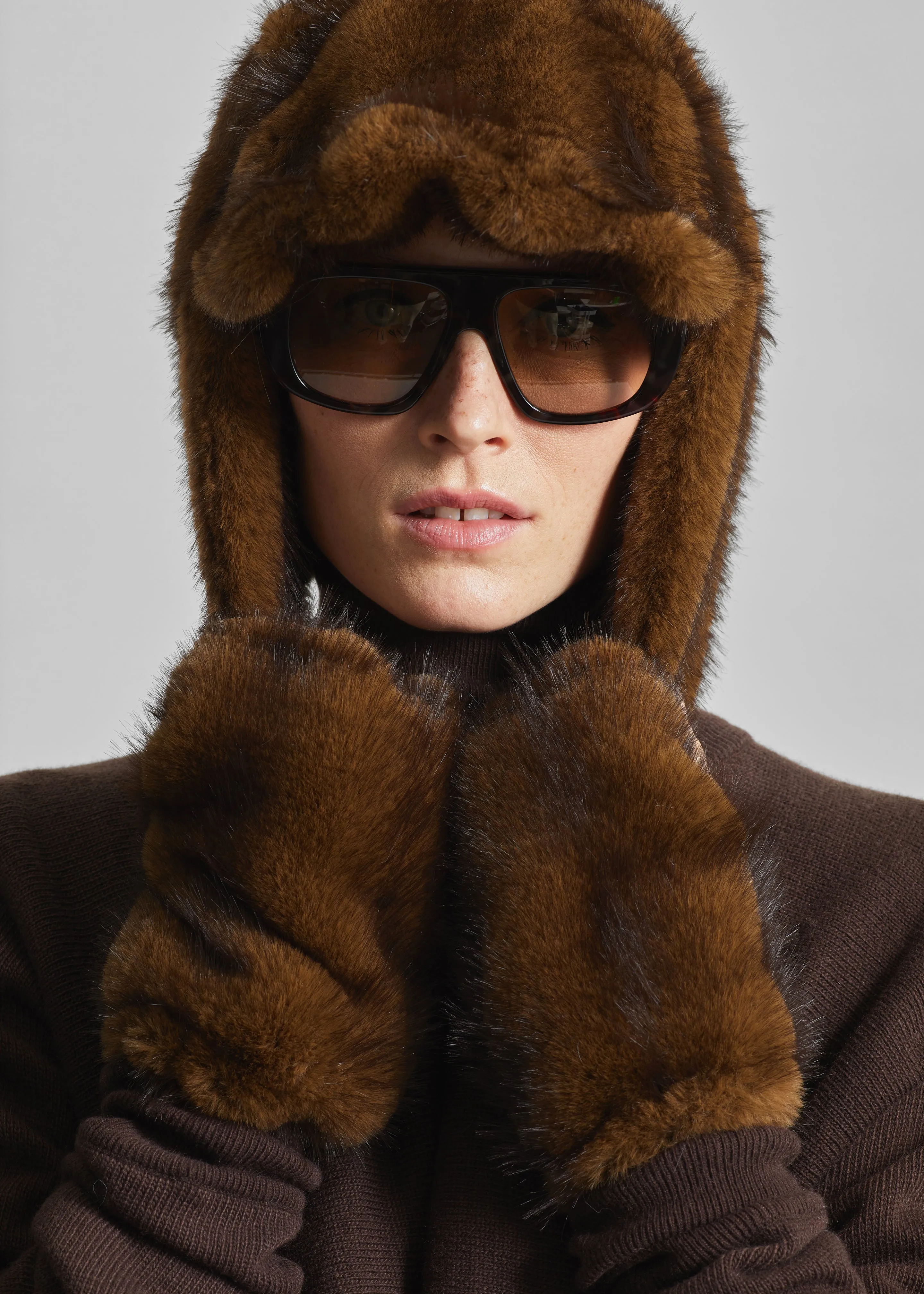 Freccia Faux Fur Aviator Hat - Brown sold by Frankie Shop product image thumbnail 4