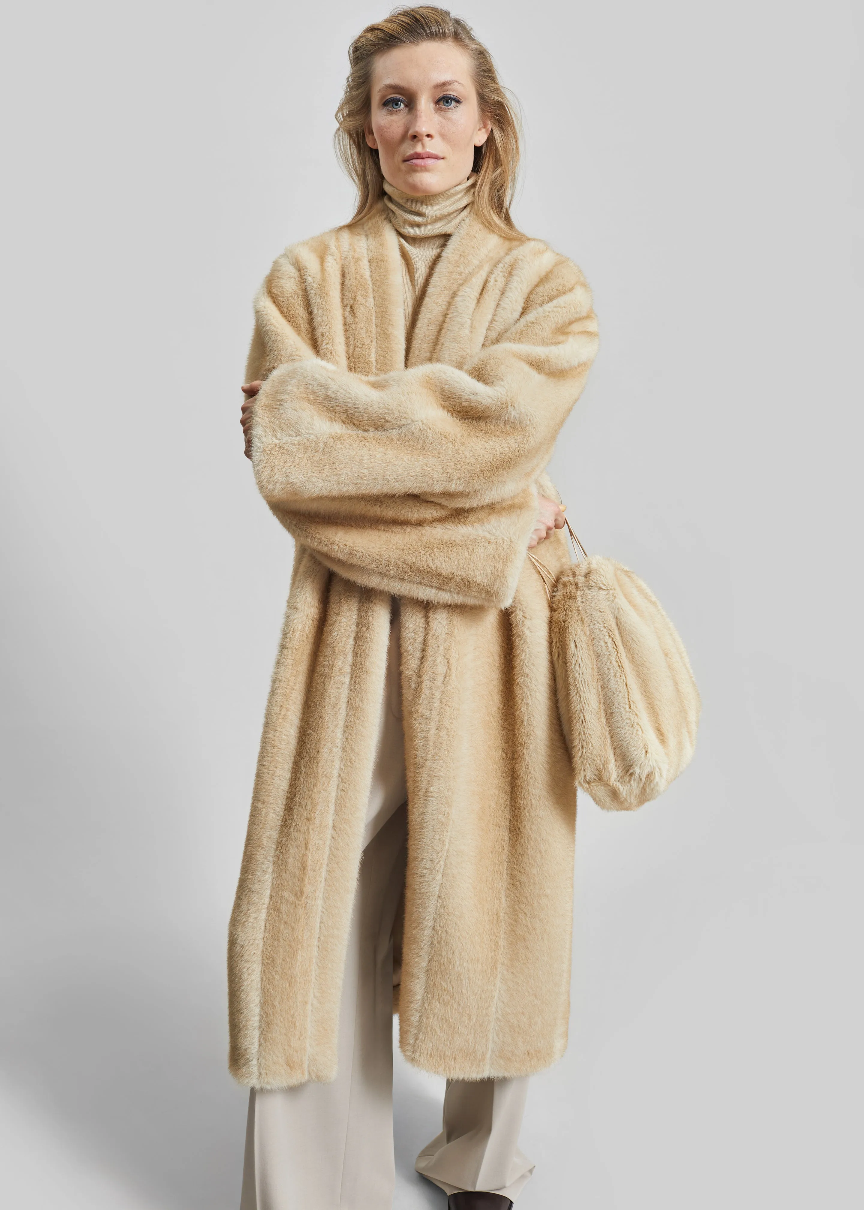 Morgan Faux Fur Small Pouch - Beige sold by Frankie Shop product image thumbnail 2