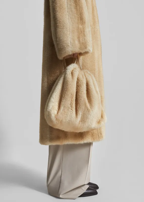 Morgan Faux Fur Small Pouch - Beige made by Frankie Shop