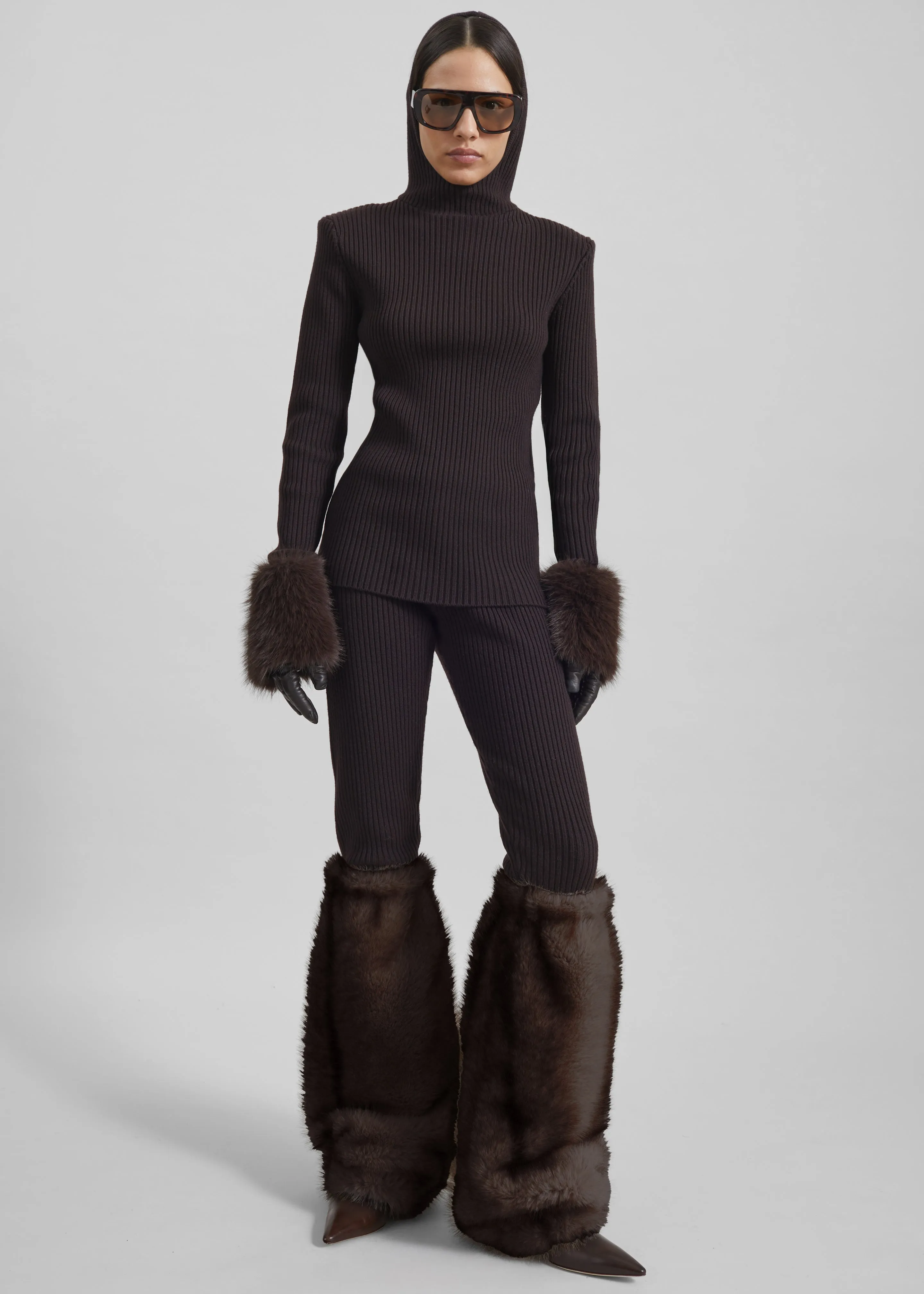 Vetta Faux Fur Leg Warmers - Brown Melange sold by Frankie Shop product image thumbnail 2