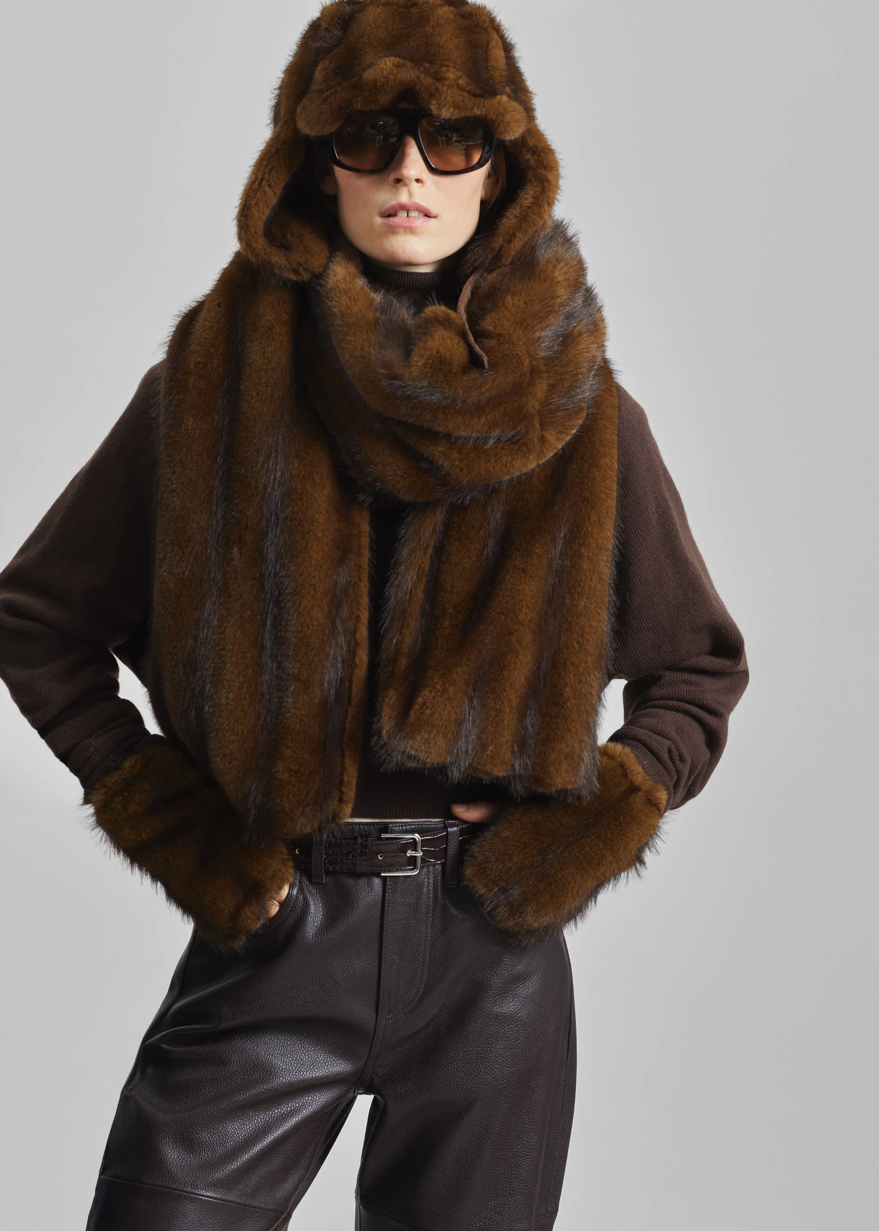 Ciasa Faux Fur Scarf - Brown sold by Frankie Shop product image thumbnail 2