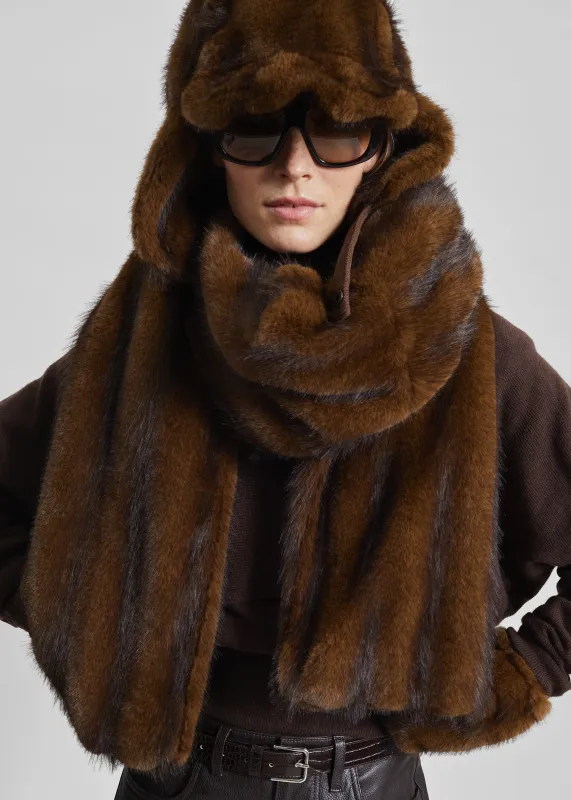 Ciasa Faux Fur Scarf - Brown made by Frankie Shop
