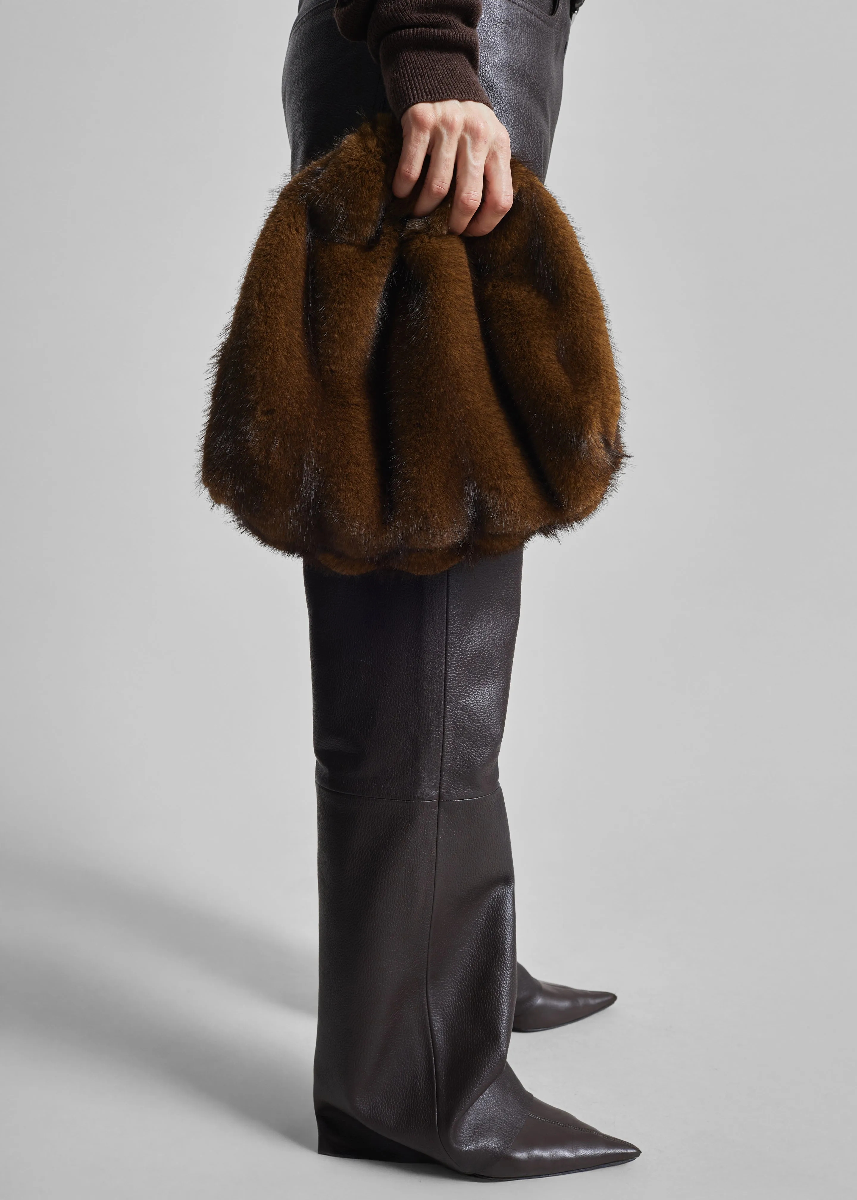 Morgan Faux Fur Small Pouch - Brown sold by Frankie Shop product image thumbnail 4