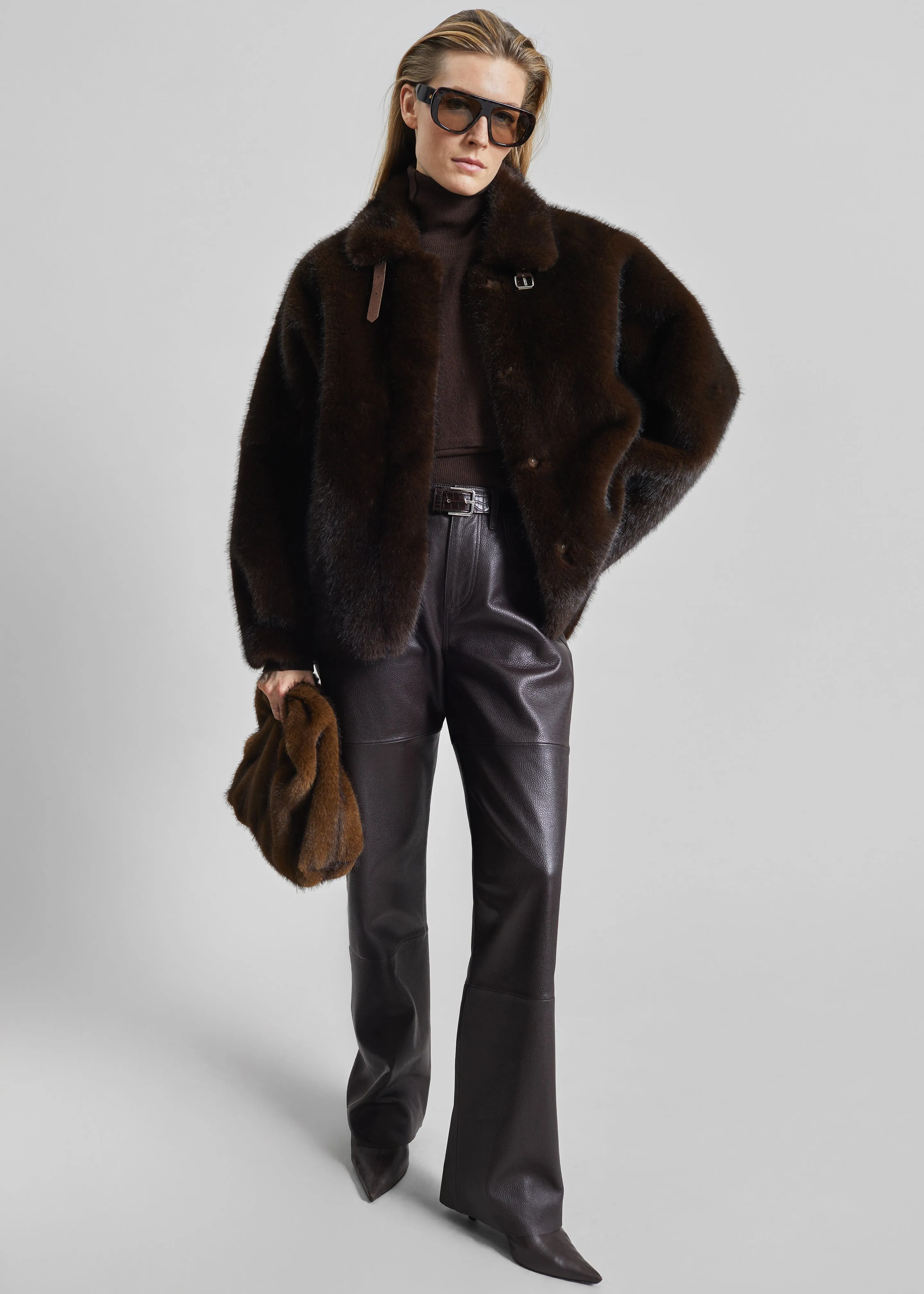 Morgan Faux Fur Small Pouch - Brown sold by Frankie Shop product image thumbnail 2