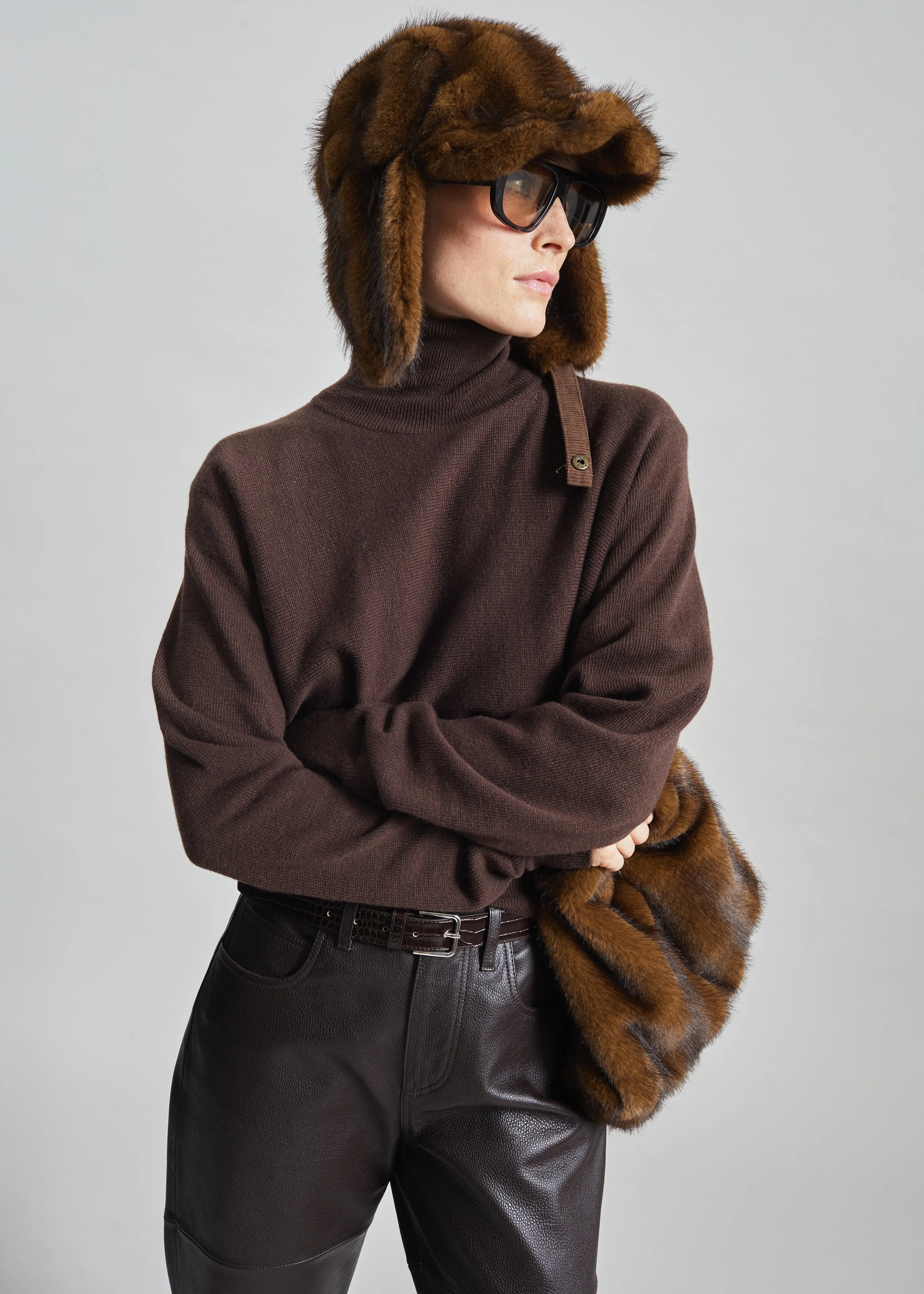 Morgan Faux Fur Small Pouch - Brown sold by Frankie Shop product image thumbnail 3