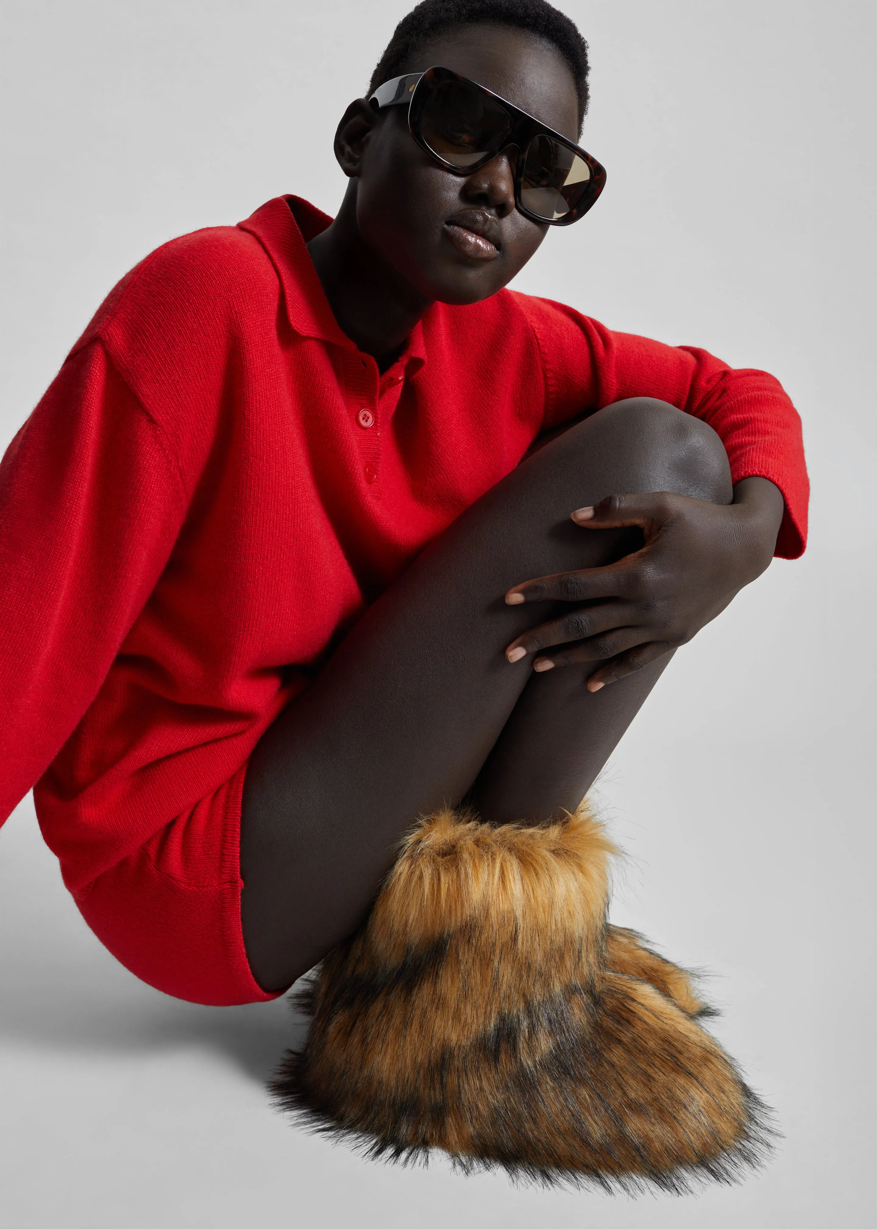 Bresica Knit Polo Sweater - Red sold by Frankie Shop