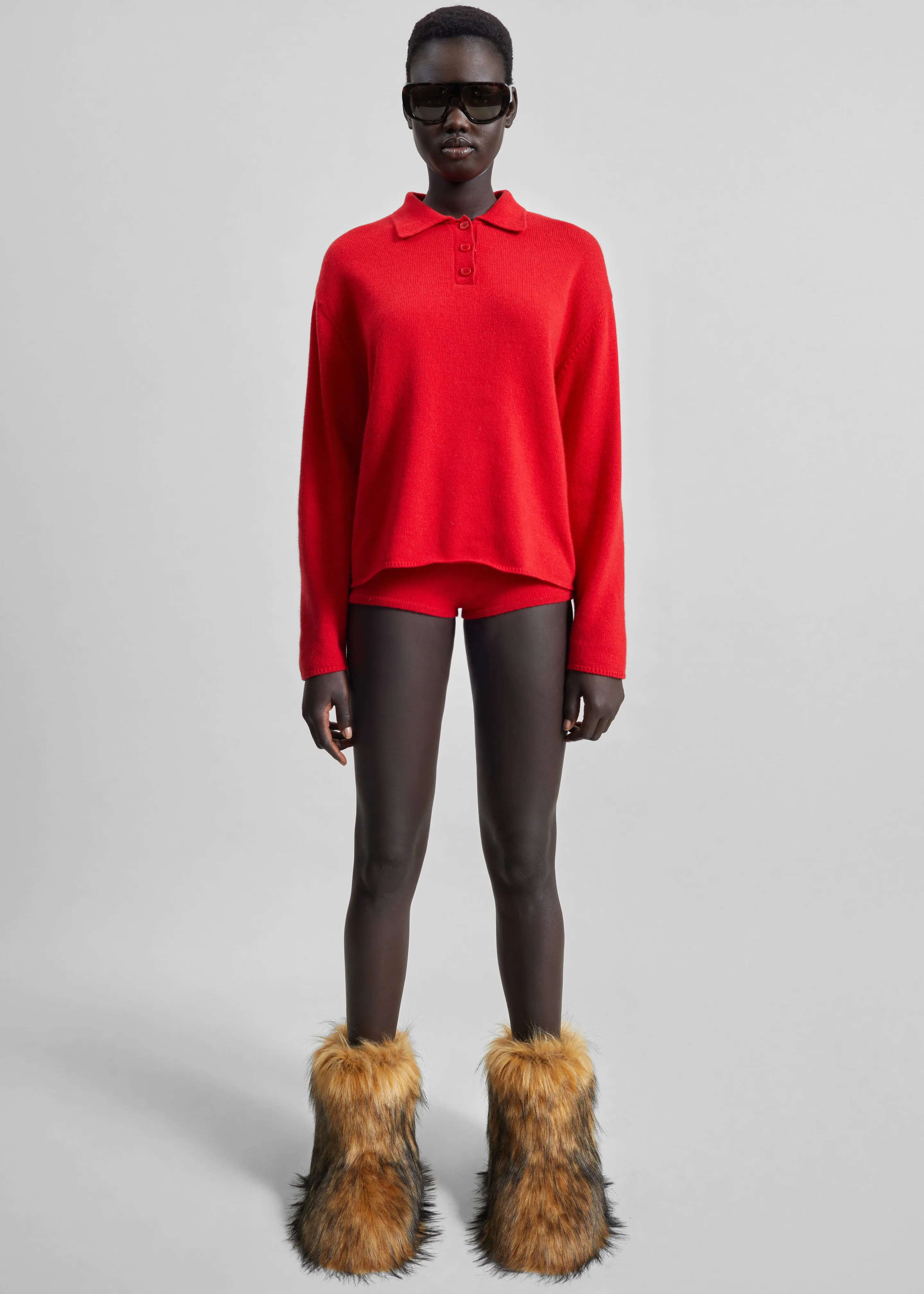 Bresica Knit Polo Sweater - Red sold by Frankie Shop product image thumbnail 2