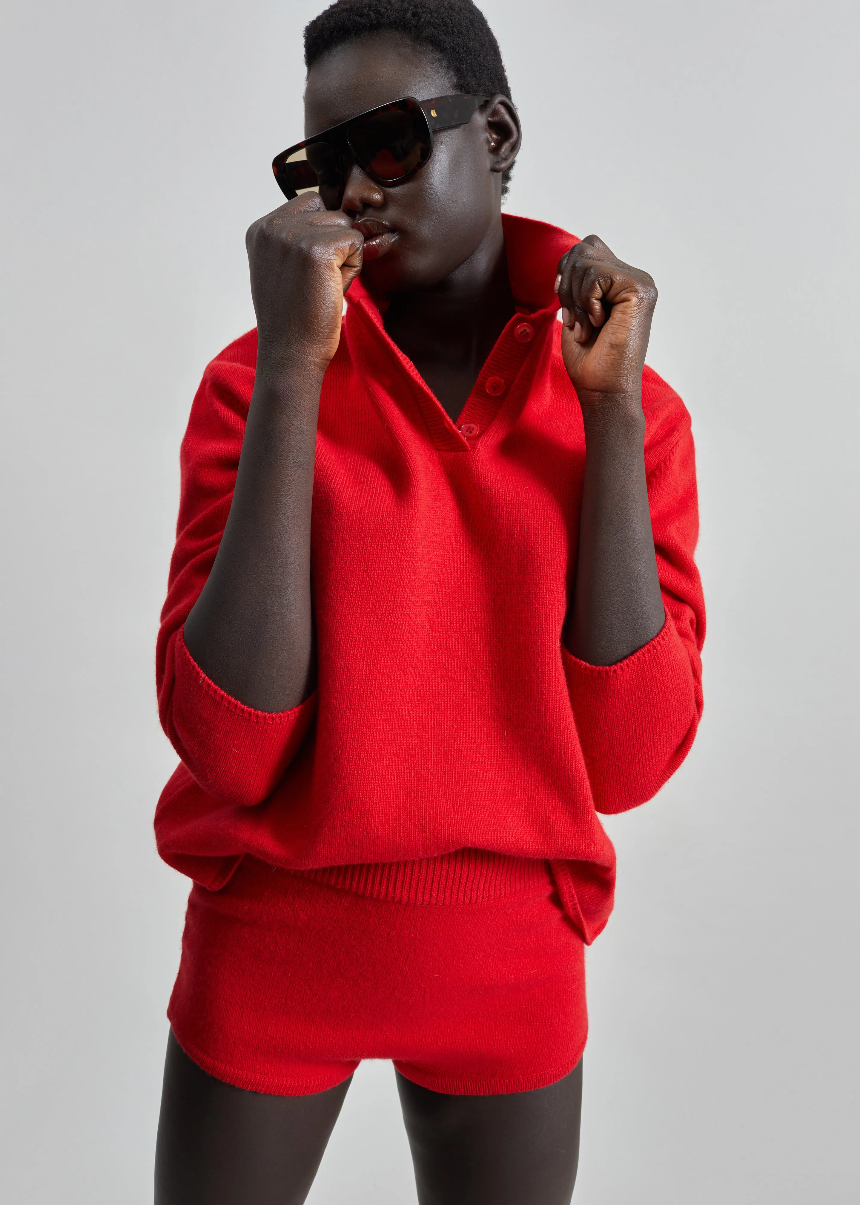 Bresica Knit Polo Sweater - Red sold by Frankie Shop product image thumbnail 4