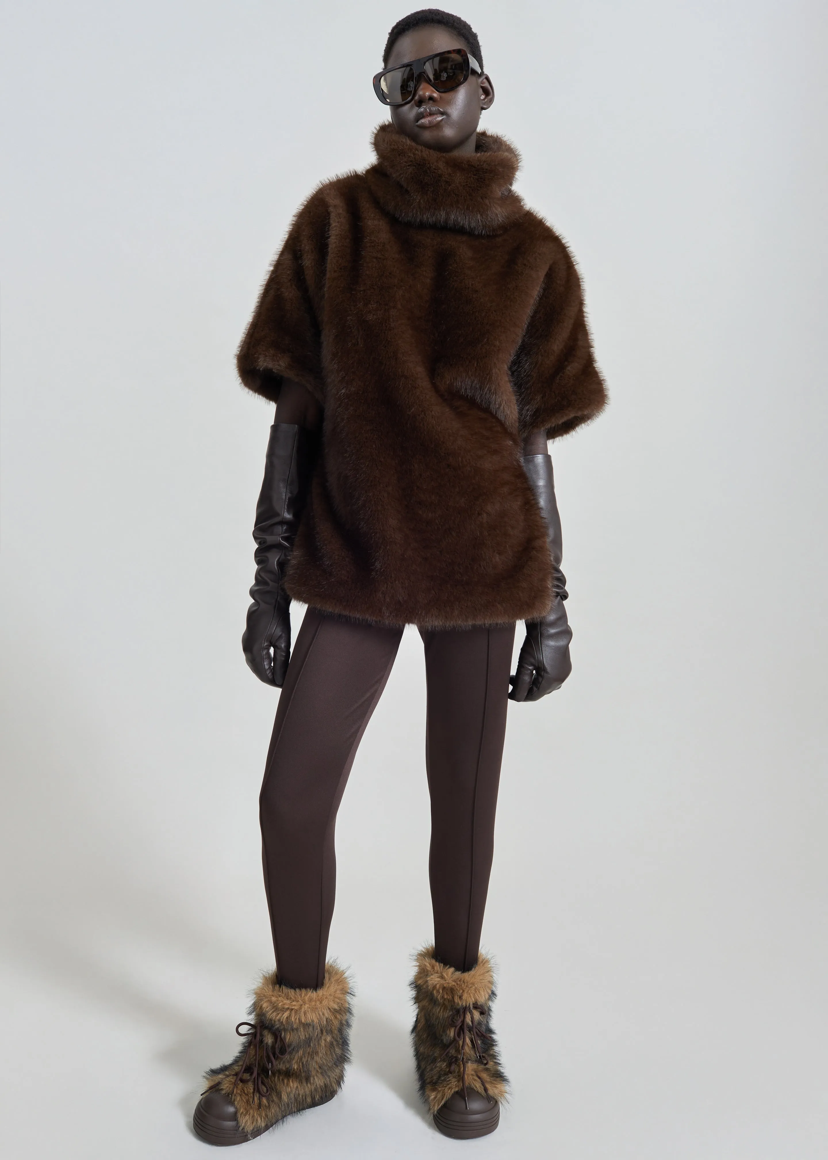 Trento Faux Fur Mock Neck Top - Dark Brown sold by Frankie Shop product image thumbnail 4