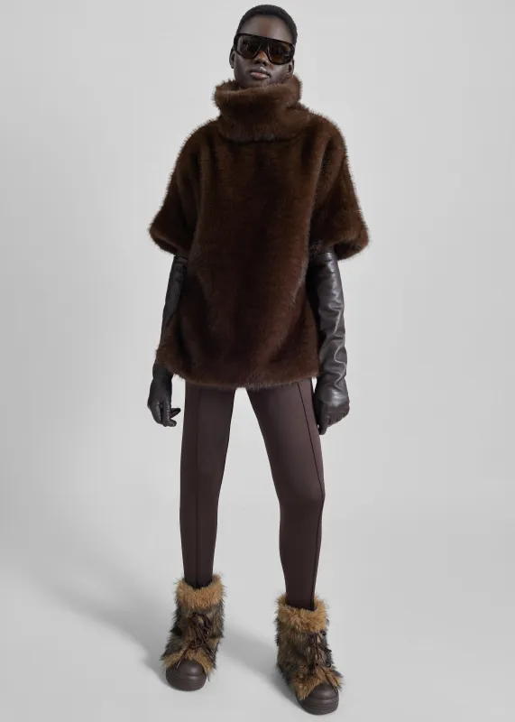 Trento Faux Fur Mock Neck Top - Dark Brown sold by Frankie Shop