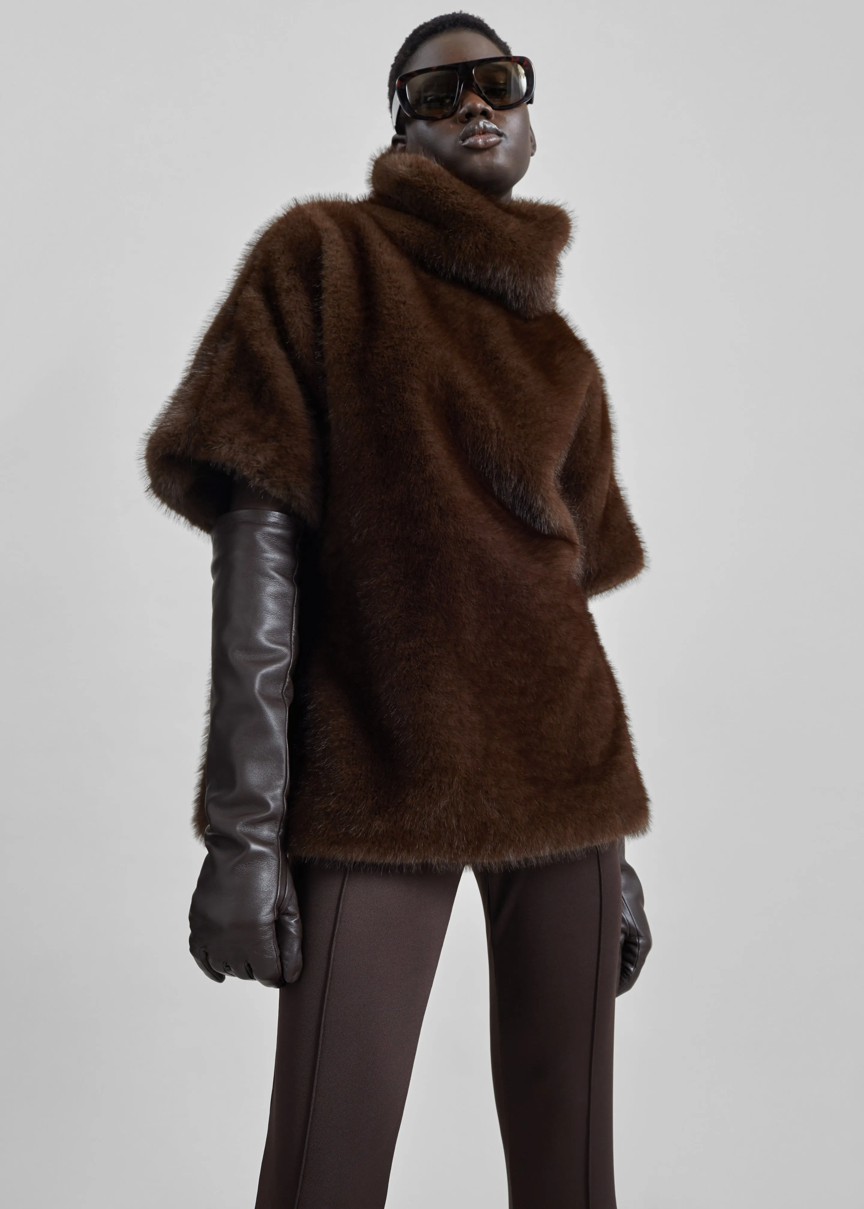Trento Faux Fur Mock Neck Top - Dark Brown sold by Frankie Shop product image thumbnail 3