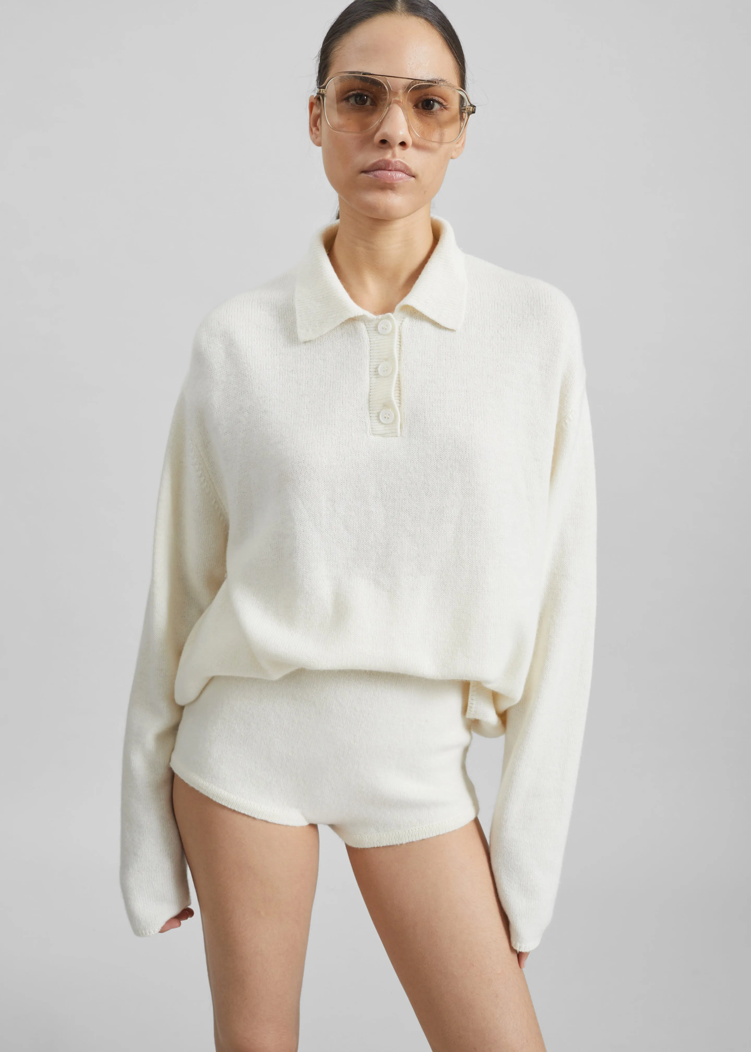 Bresica Knit Polo Sweater - Ivory sold by Frankie Shop product image thumbnail 5