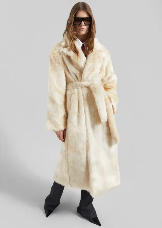 Gordona Faux Fur Coat - Cream sold by Frankie Shop