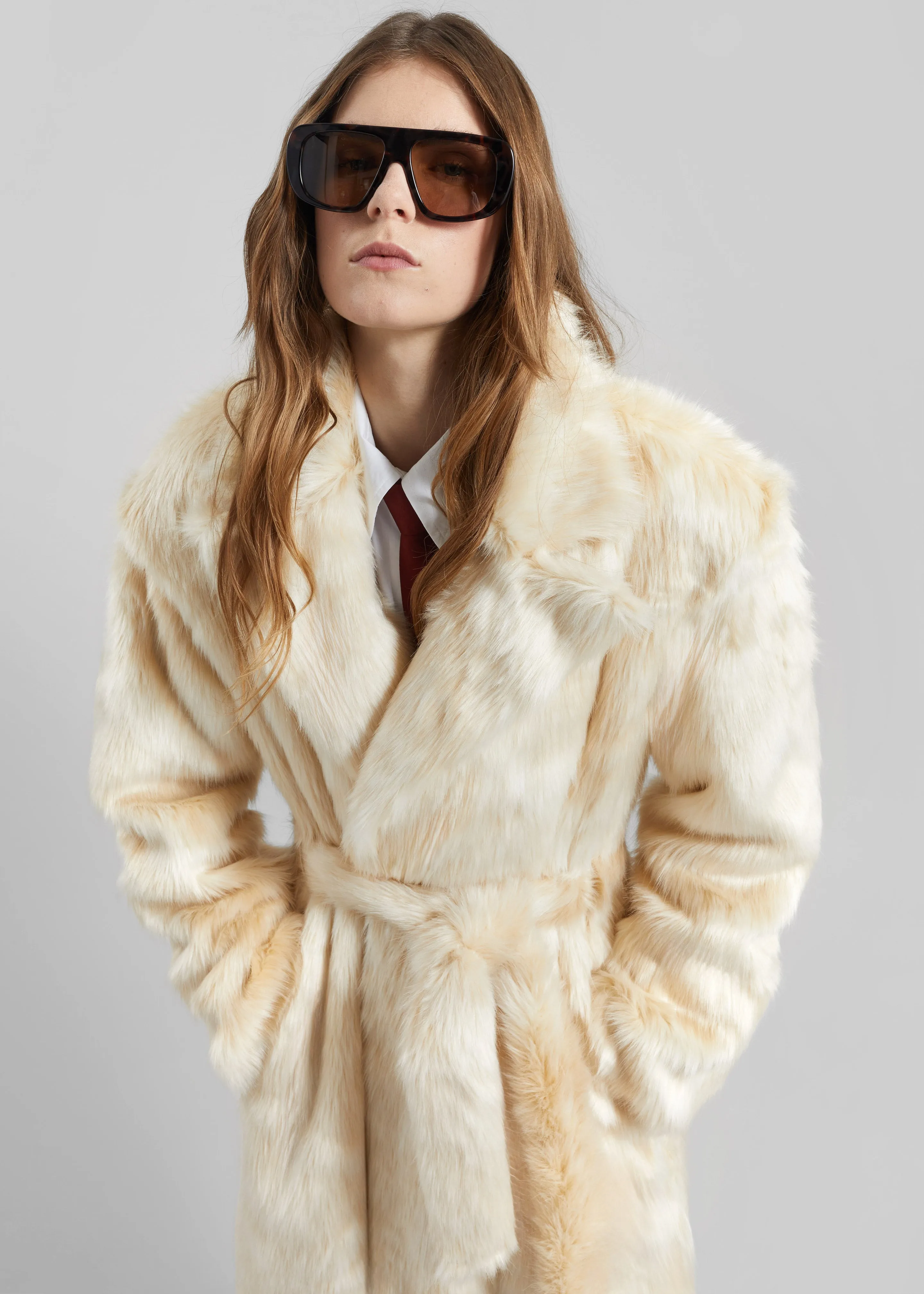 Gordona Faux Fur Coat - Cream sold by Frankie Shop product image thumbnail 3