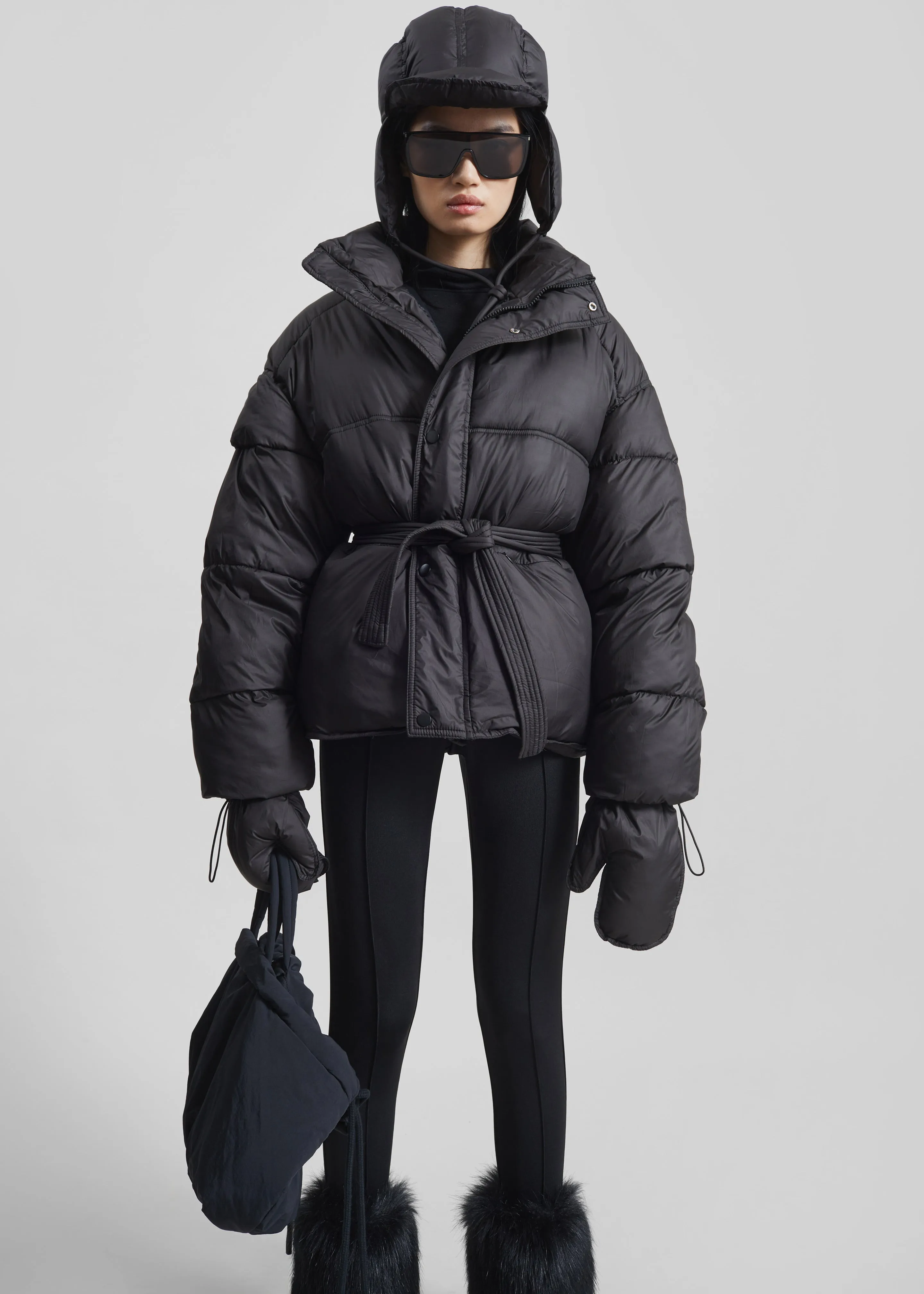 Moena Puffer Jacket & Accessories Set - Black sold by Frankie Shop product image thumbnail 4