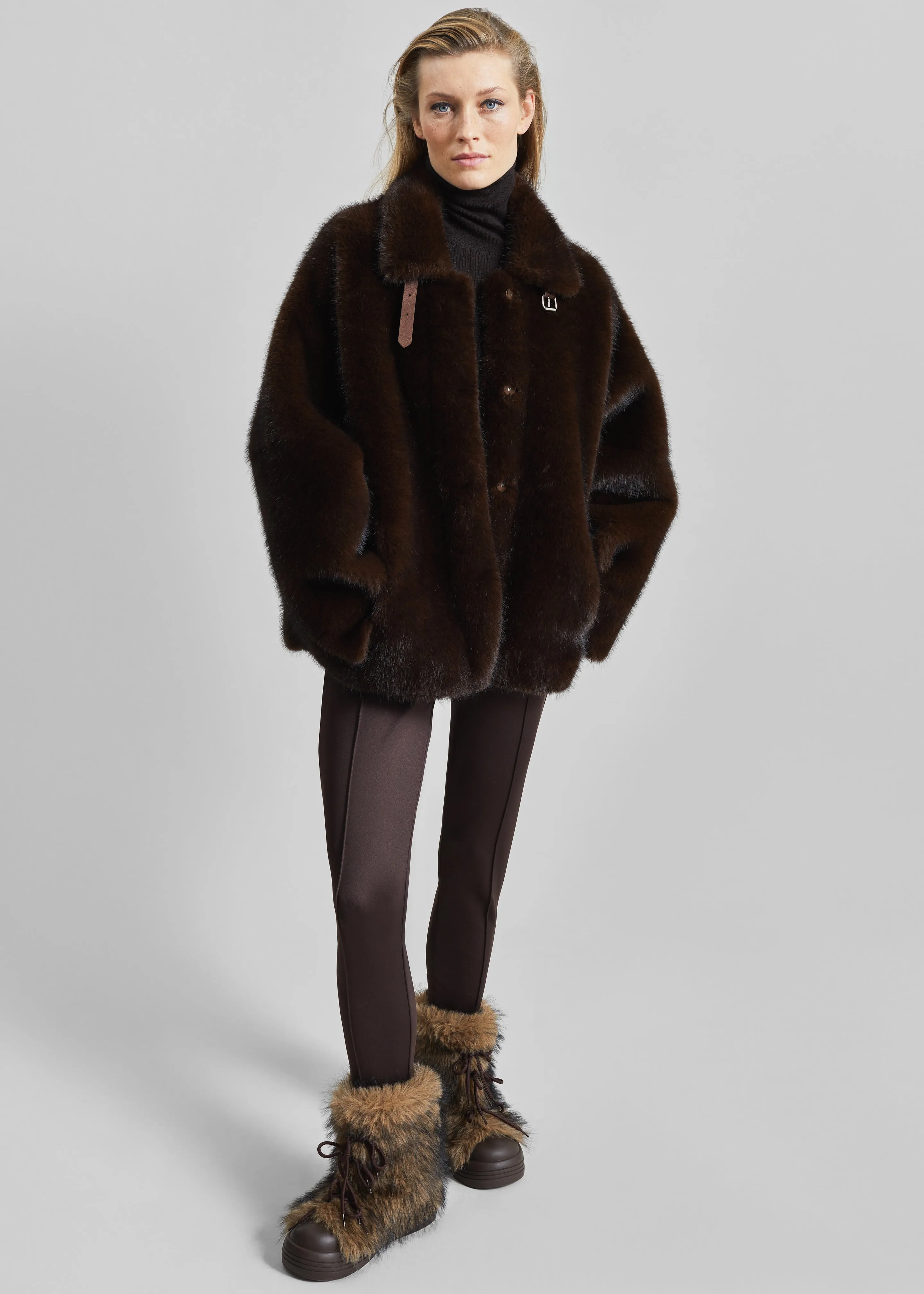 Senja Faux Fur Jacket - Dark Brown sold by Frankie Shop product image thumbnail 4