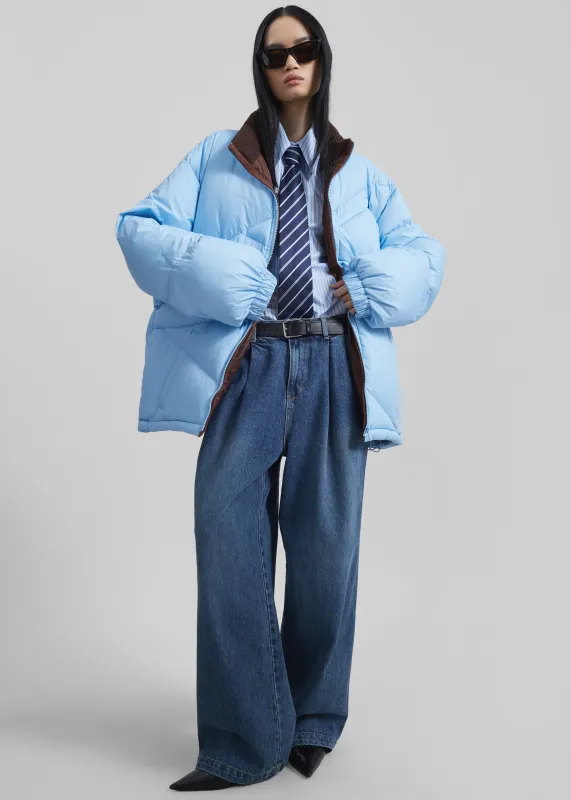 Orino Oversized Puffer Jacket - Blue made by Frankie Shop