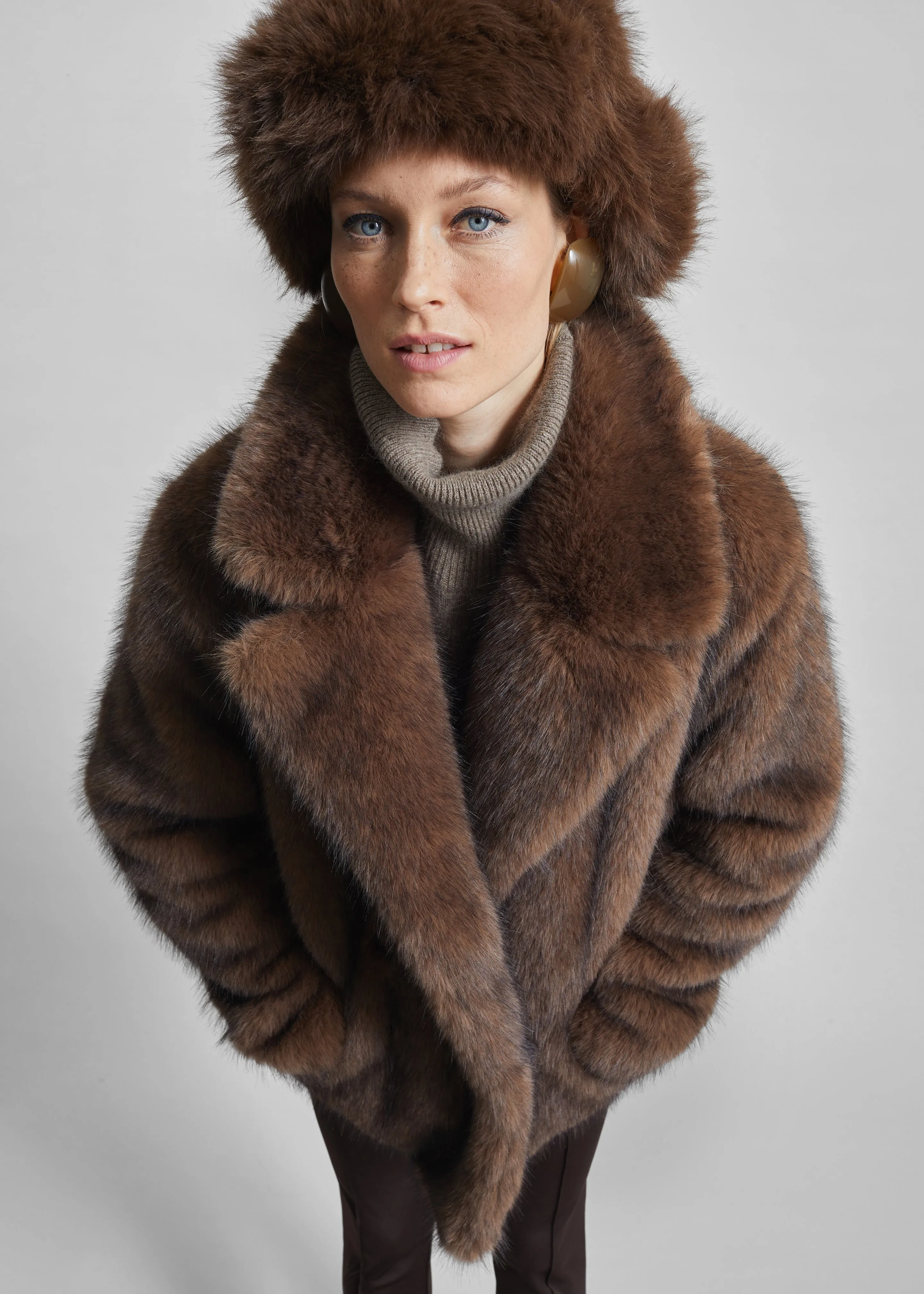 Adamello Faux Fur Short Coat - Brown sold by Frankie Shop