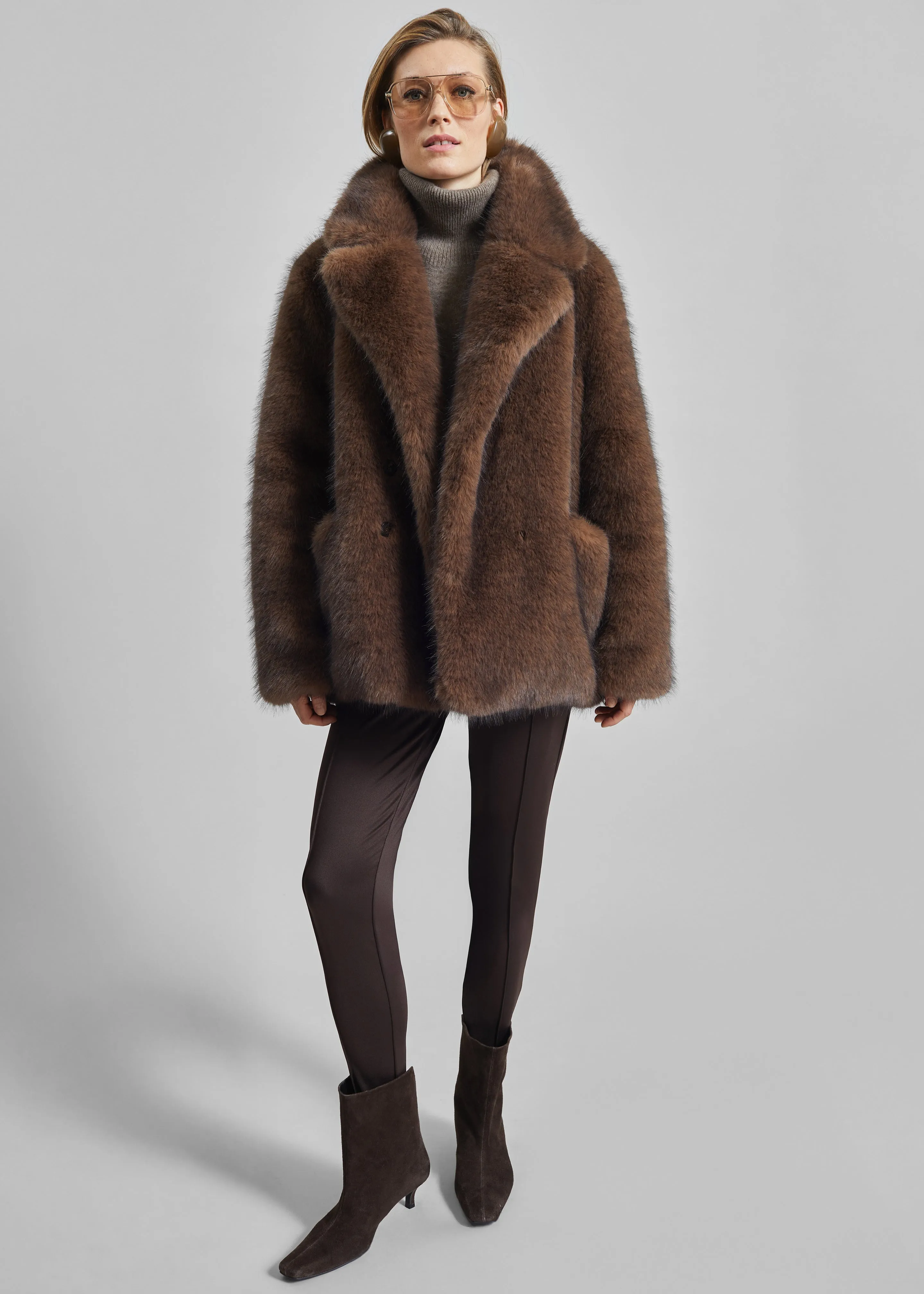 Adamello Faux Fur Short Coat - Brown sold by Frankie Shop product image thumbnail 4