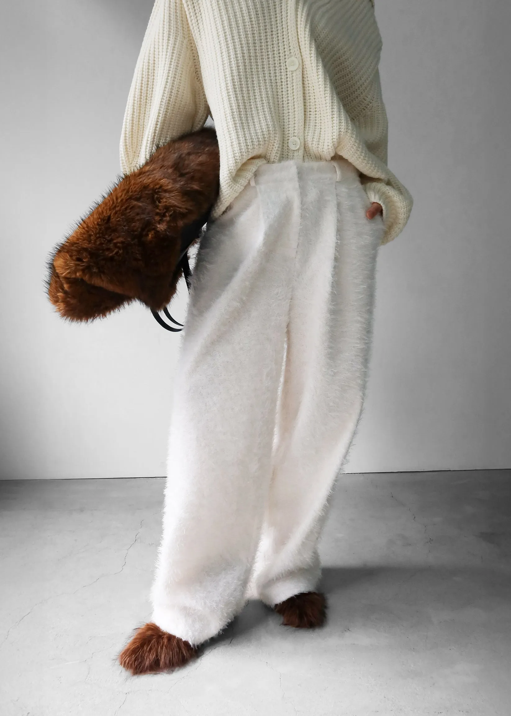 Melker Furry Pants - Off White sold by Frankie Shop