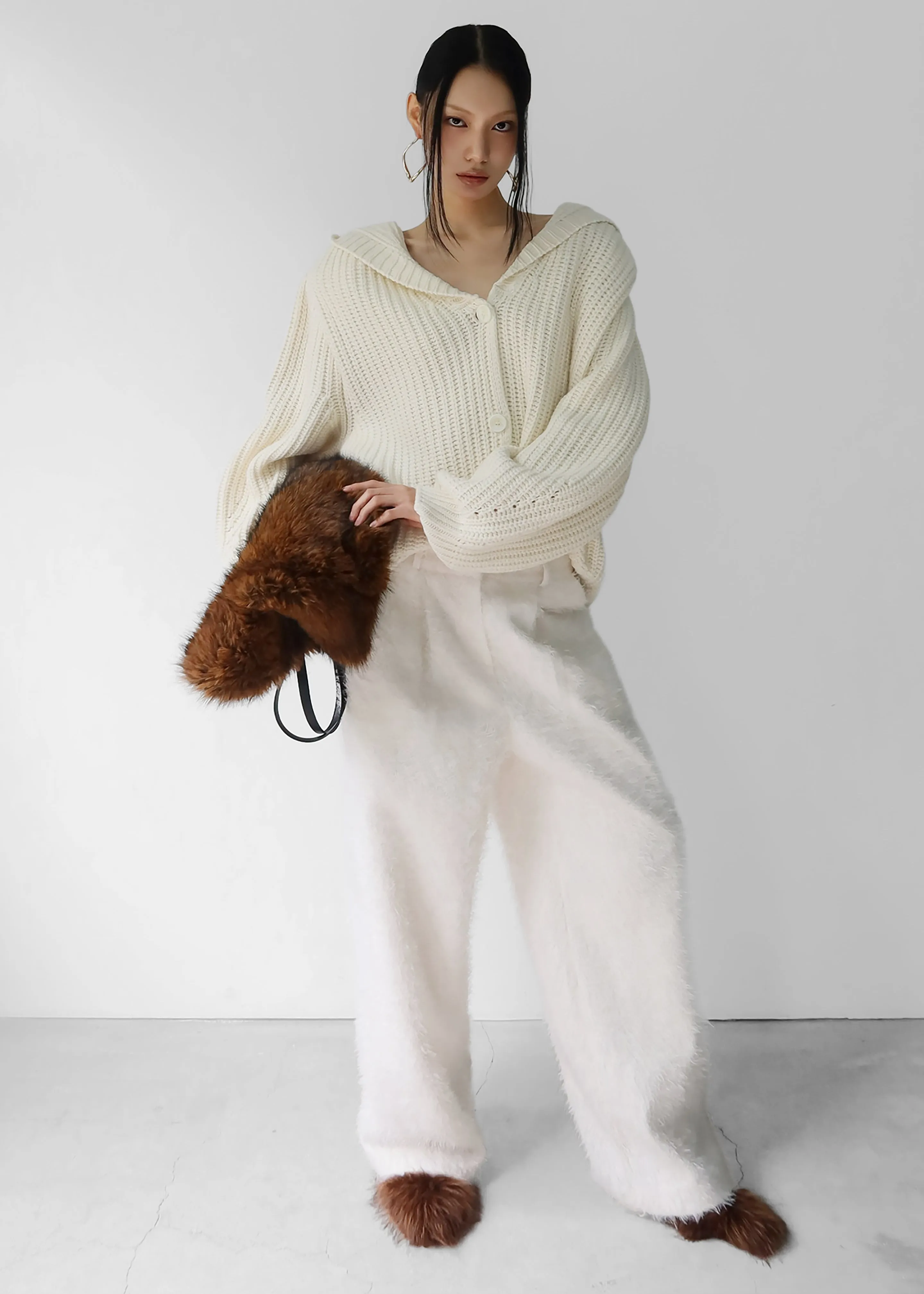 Melker Furry Pants - Off White sold by Frankie Shop product image thumbnail 4