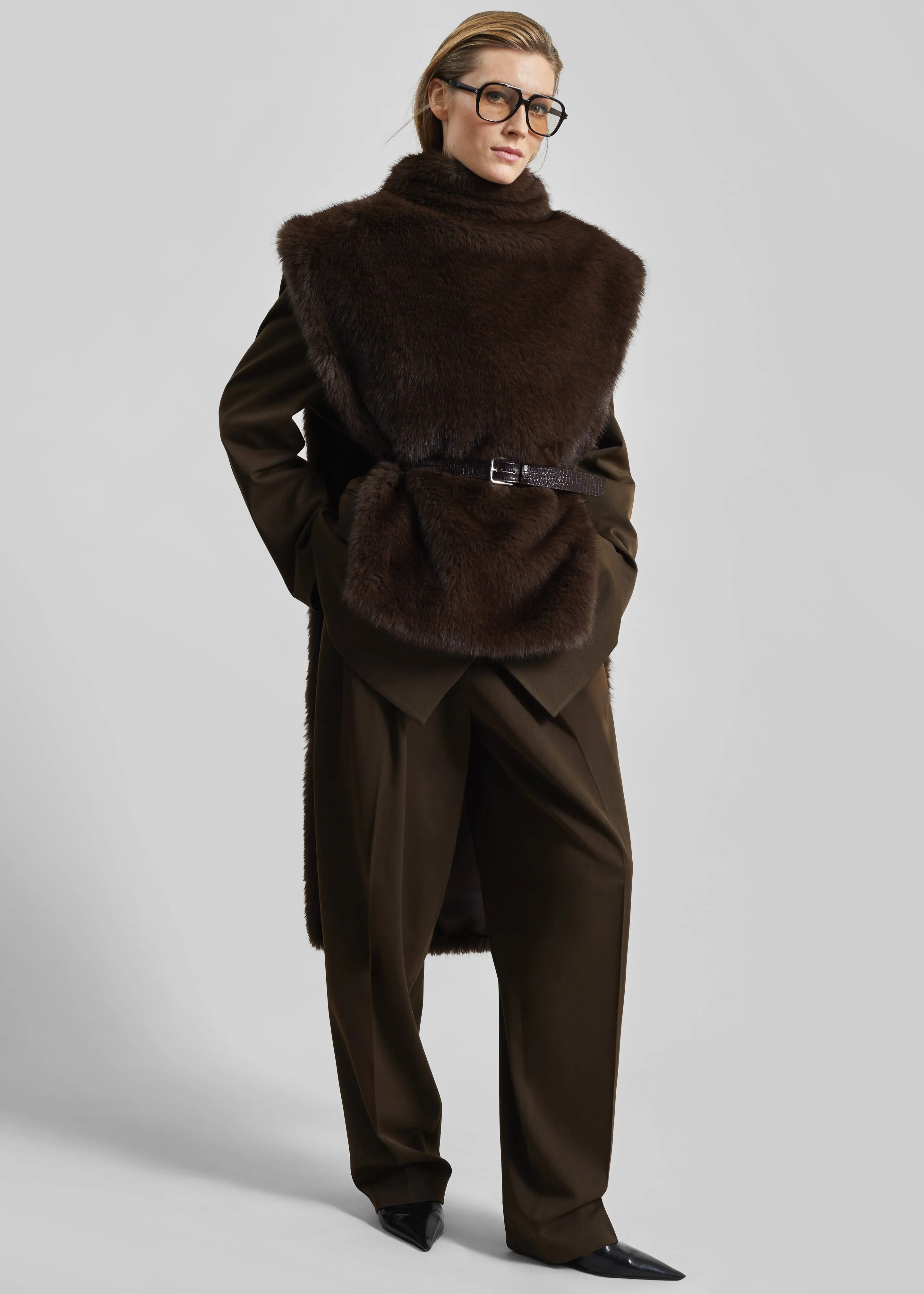 Corvara Faux Fur Vest - Brown sold by Frankie Shop product image thumbnail 3