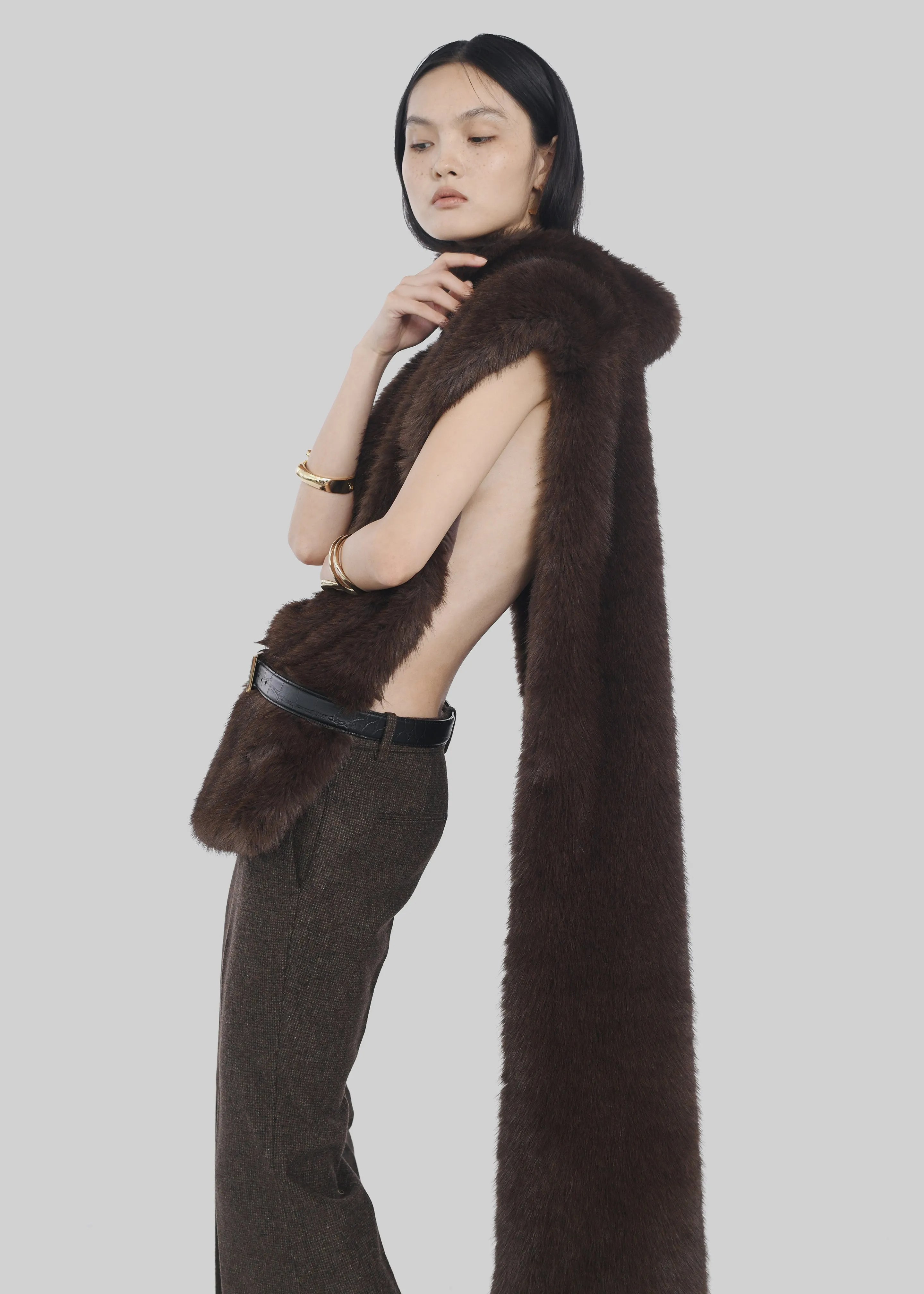 Corvara Faux Fur Vest - Brown sold by Frankie Shop product image thumbnail 5