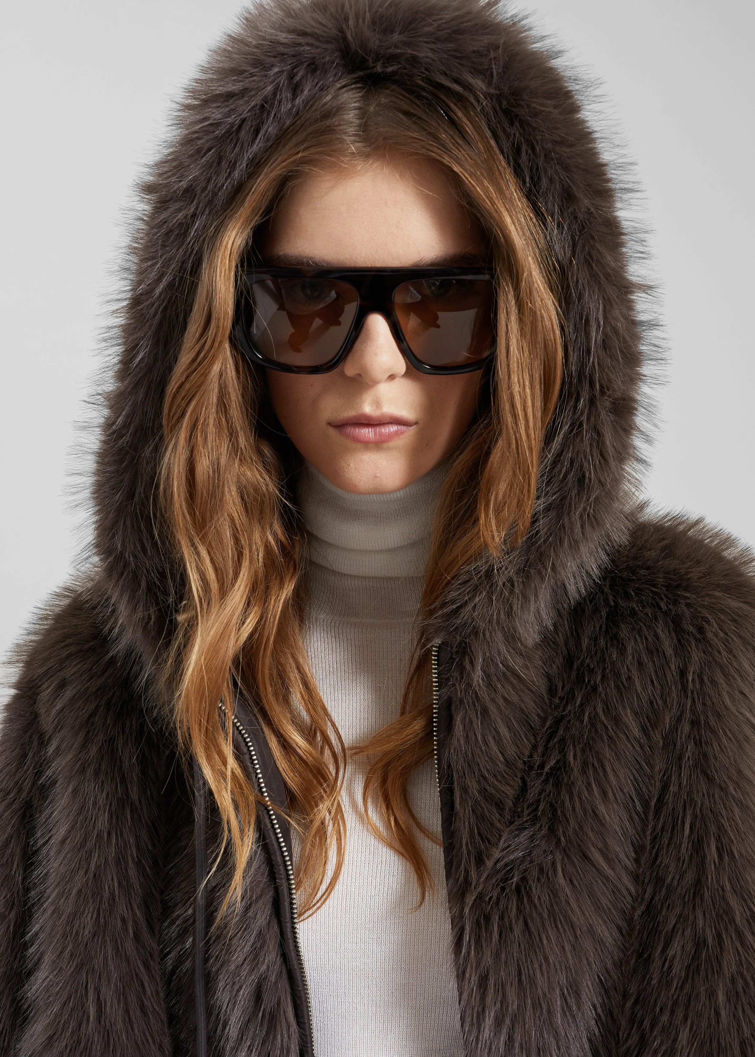 Savoie Faux Fur Hooded Jacket - Brown sold by Frankie Shop product image thumbnail 4