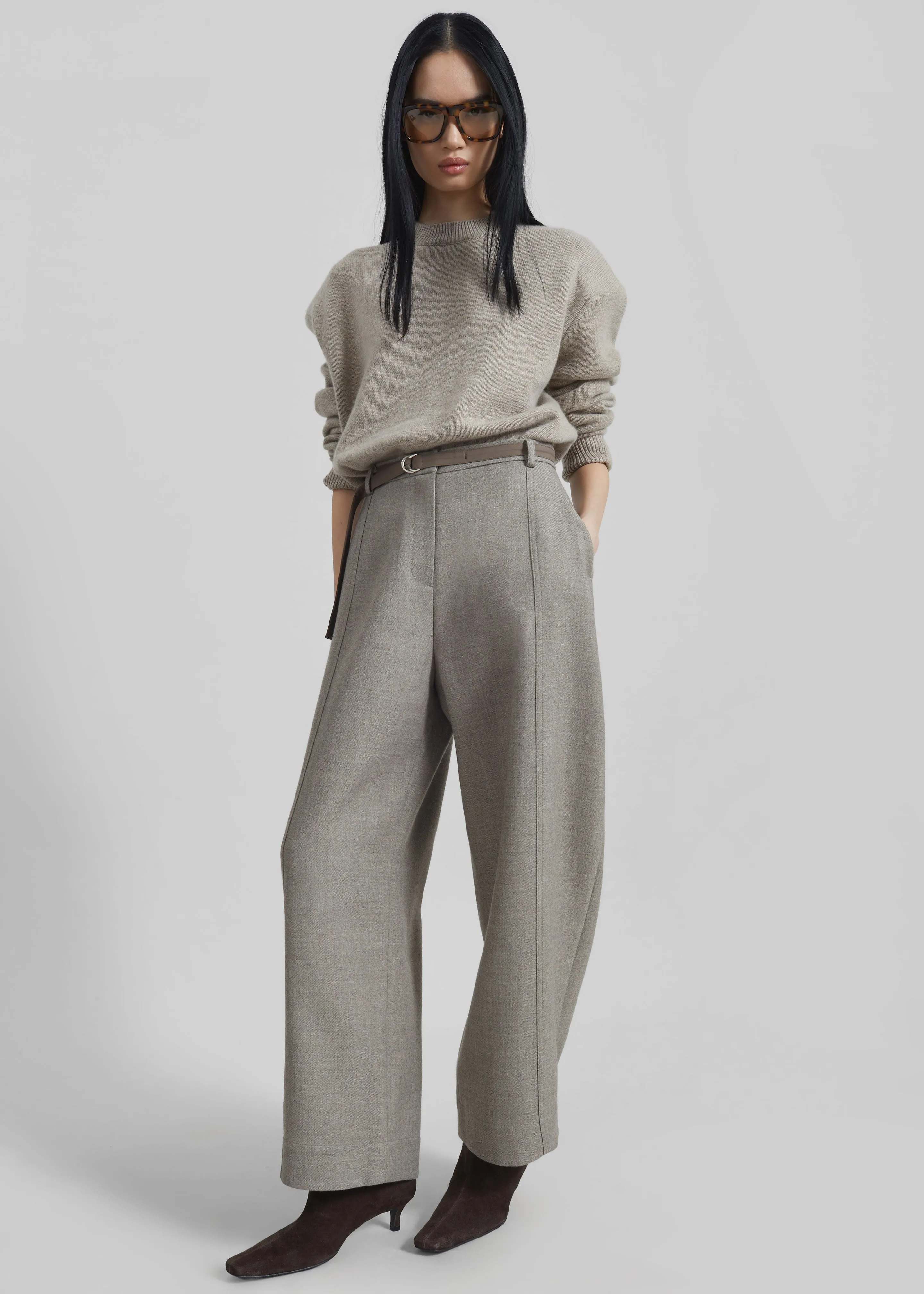 Sanve Tapered Leg Pants - Beige Melange sold by Frankie Shop