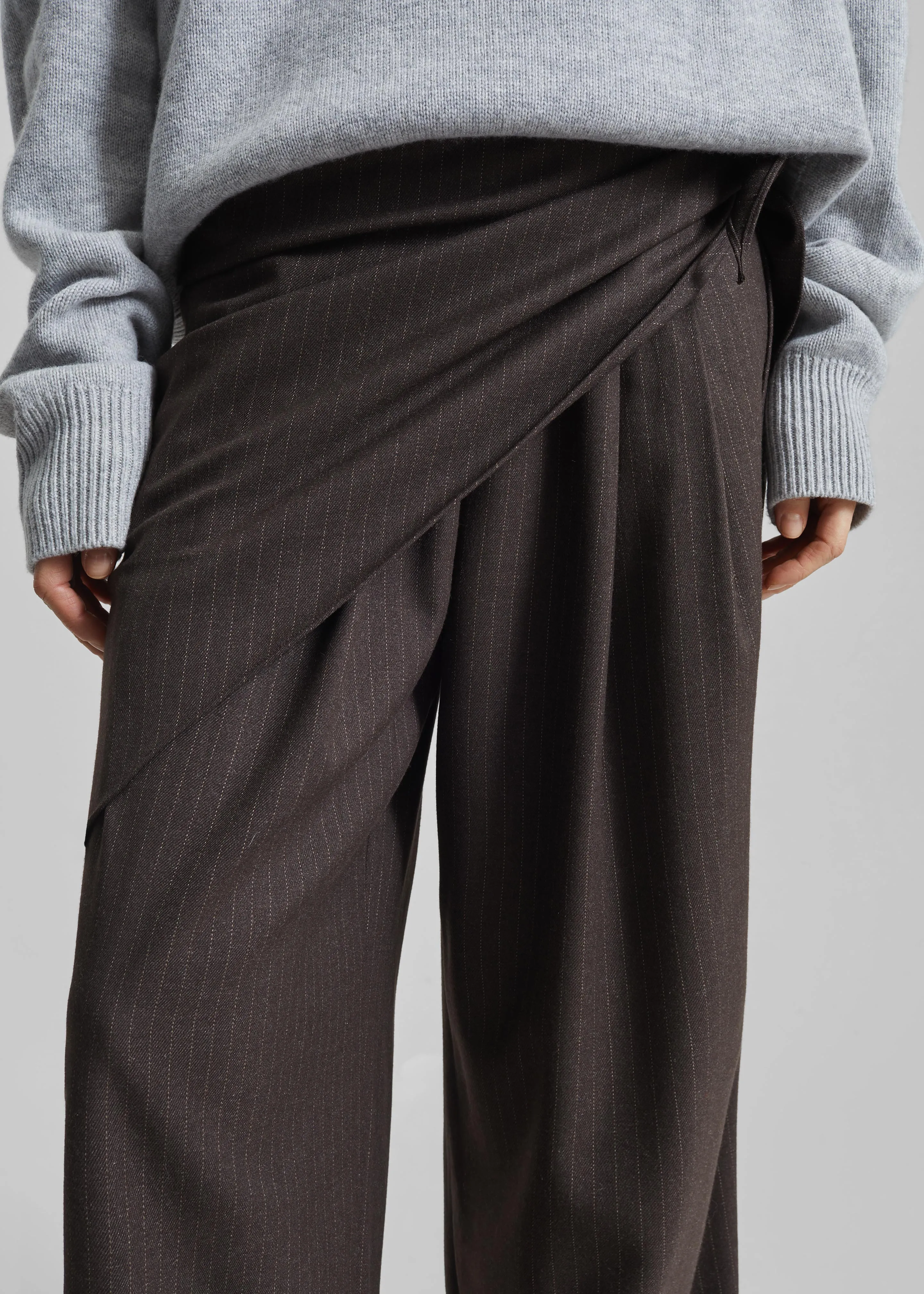 Rovigo Scarf Wrap Pants - Brown Stripe sold by Frankie Shop product image thumbnail 3