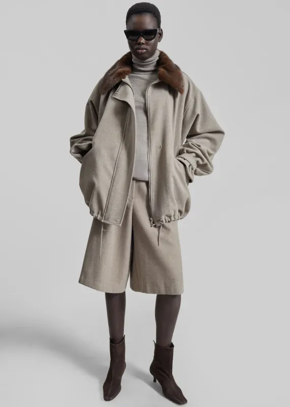 Hemavan Faux Fur Lined Jacket - Taupe sold by Frankie Shop