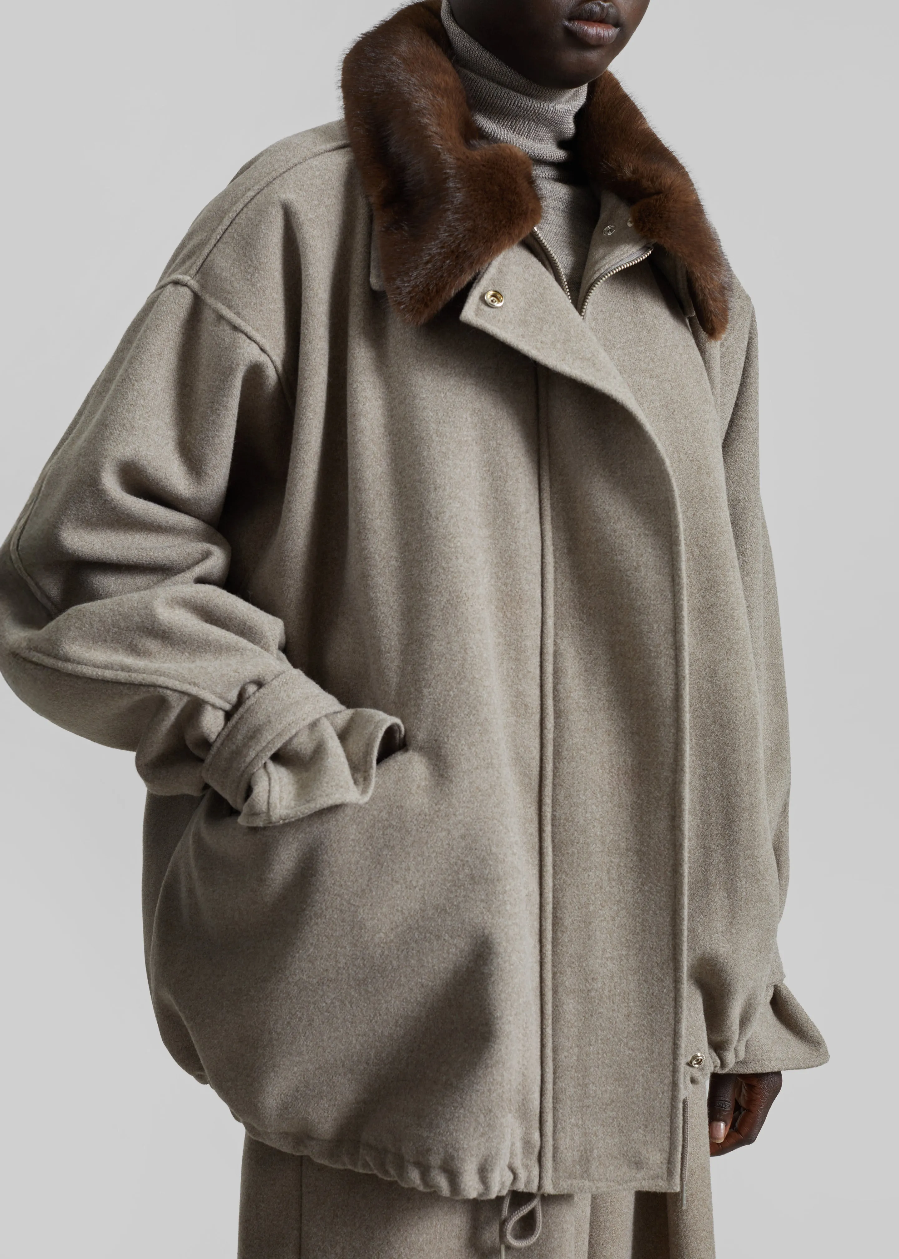 Hemavan Faux Fur Lined Jacket - Taupe sold by Frankie Shop product image thumbnail 5