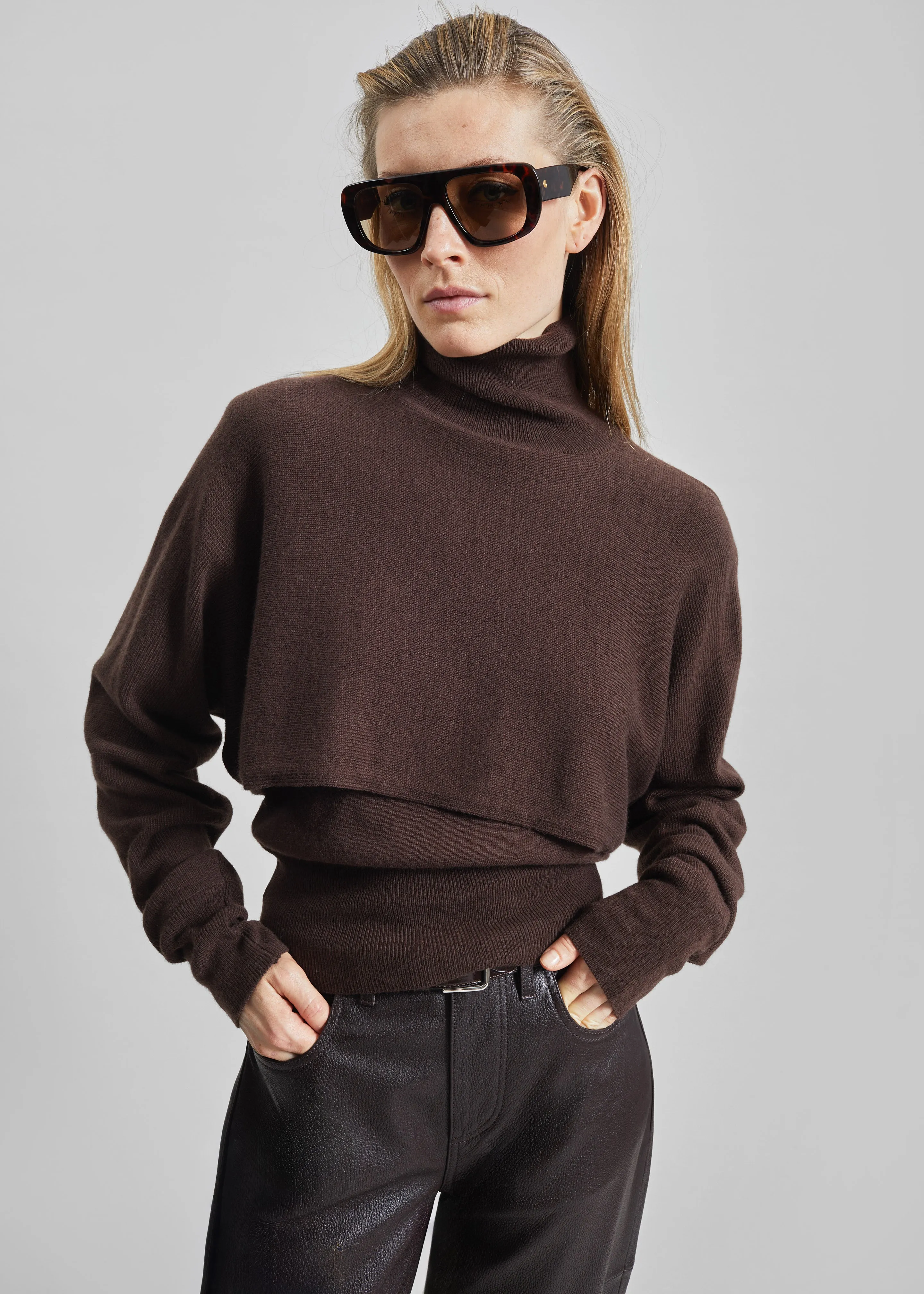 Lausanne Cashmere Detachable Layered Knit Set - Brown sold by Frankie Shop product image thumbnail 3