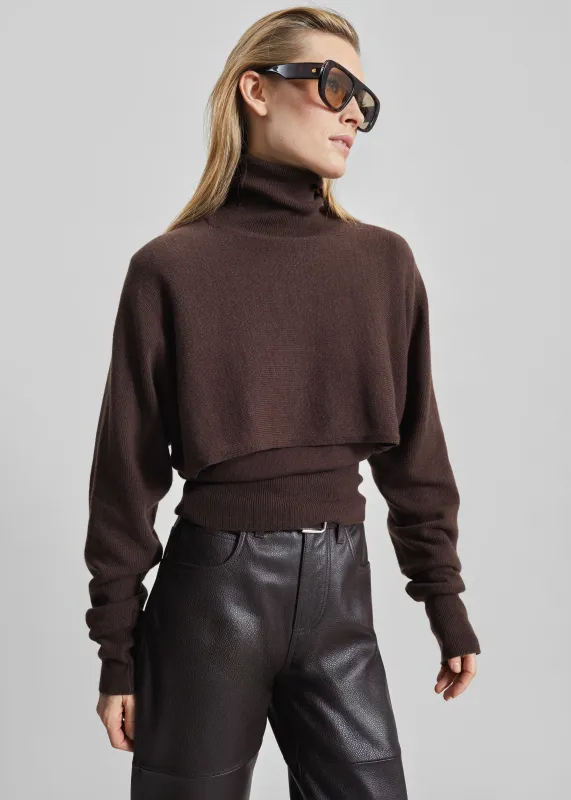 Lausanne Cashmere Detachable Layered Knit Set - Brown made by Frankie Shop
