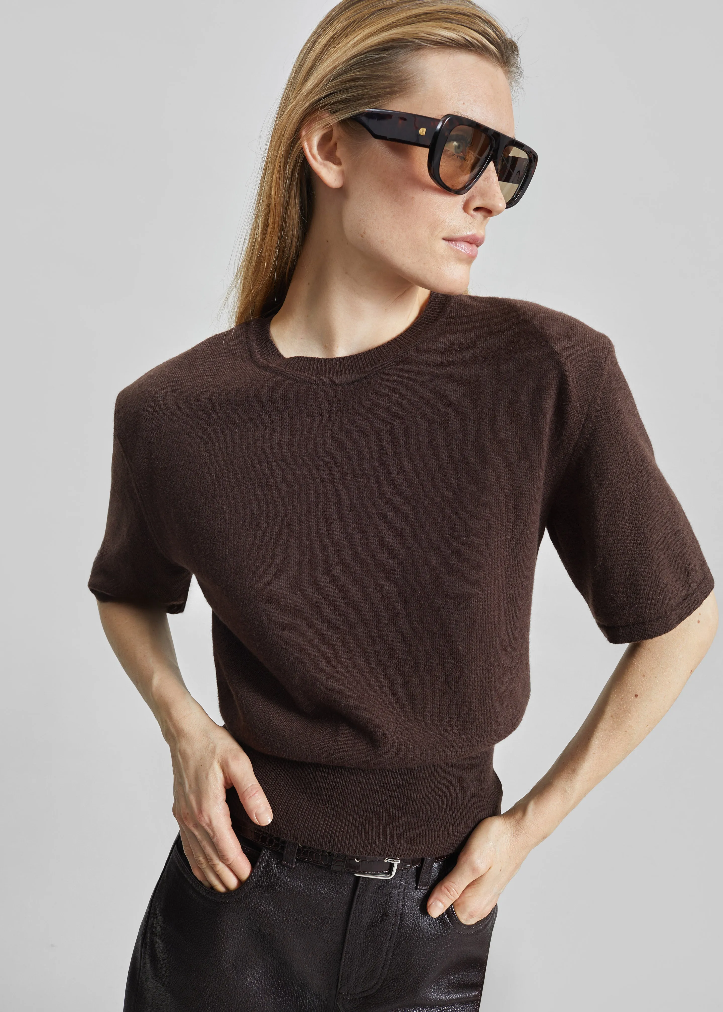 Lausanne Cashmere Detachable Layered Knit Set - Brown sold by Frankie Shop product image thumbnail 2
