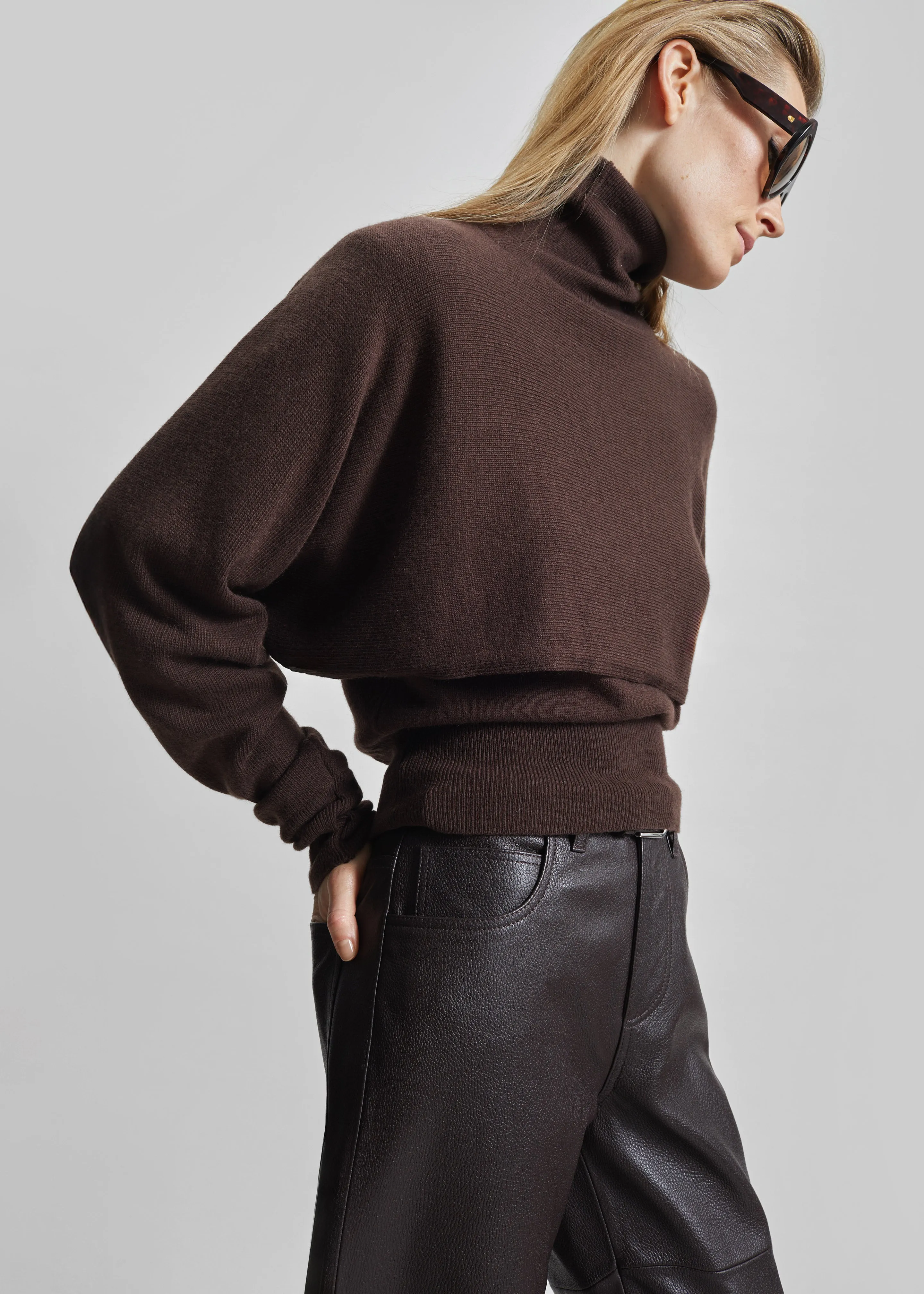 Lausanne Cashmere Detachable Layered Knit Set - Brown sold by Frankie Shop product image thumbnail 5