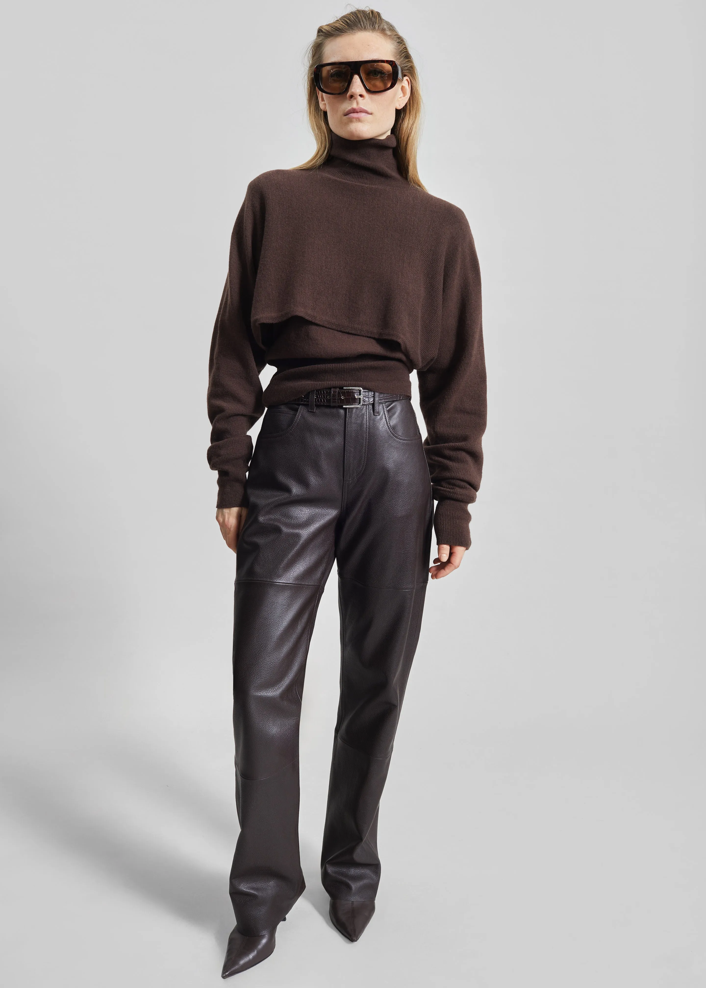 Lausanne Cashmere Detachable Layered Knit Set - Brown sold by Frankie Shop product image thumbnail 4