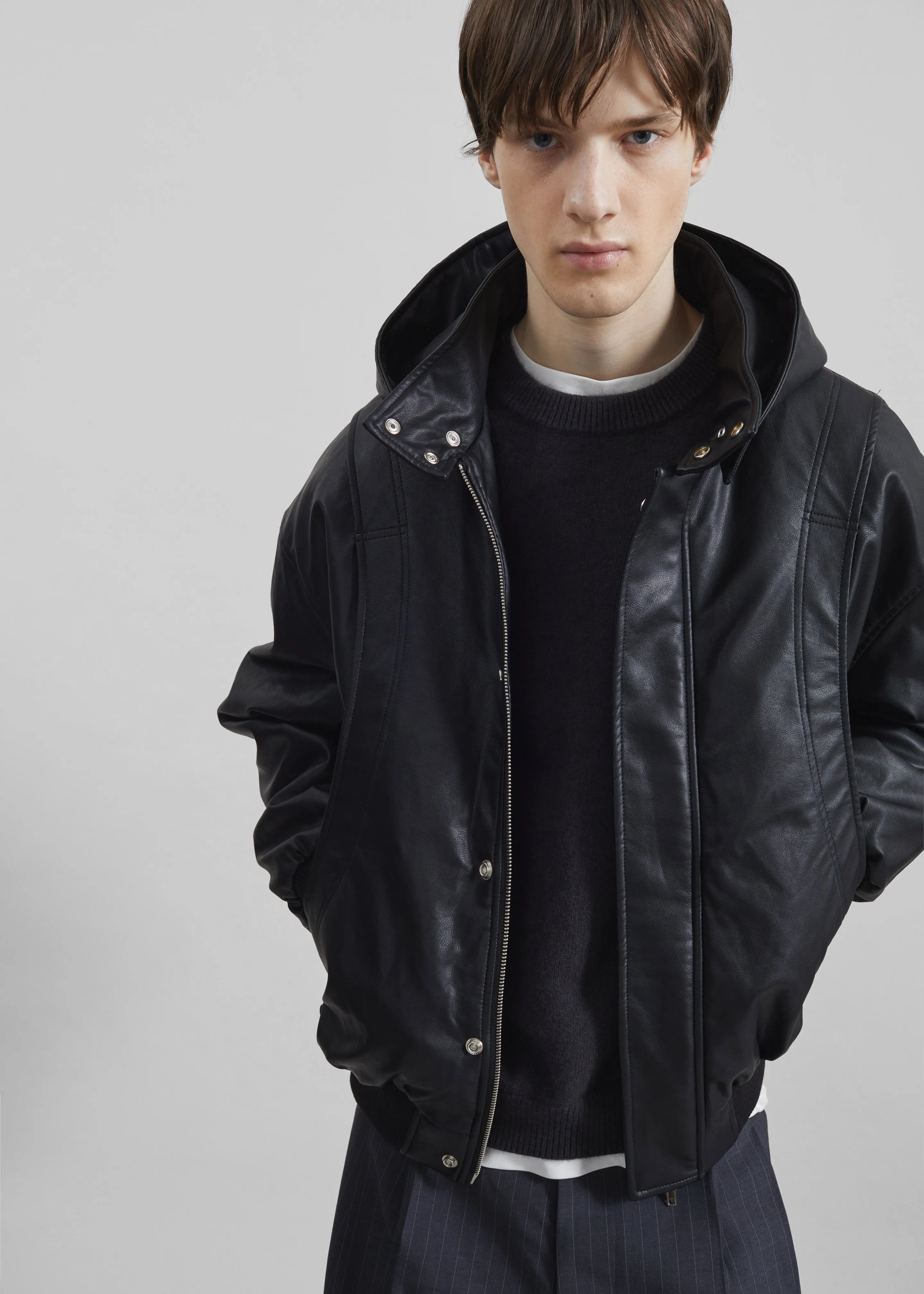 Risor Faux Leather Jacket - Black sold by Frankie Shop